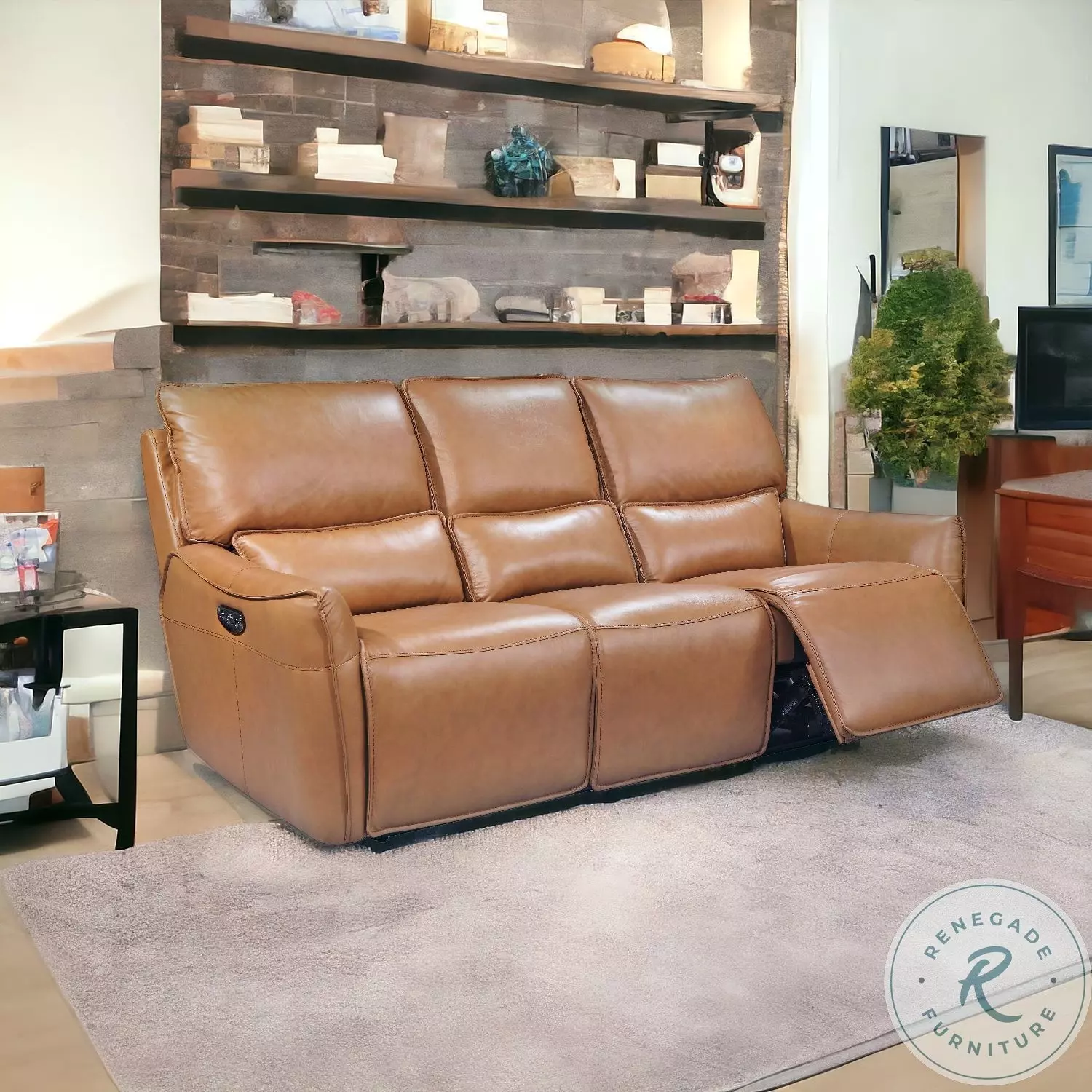 Shae Desert Portland Dual Power Reclining Sofa From Leather Italia