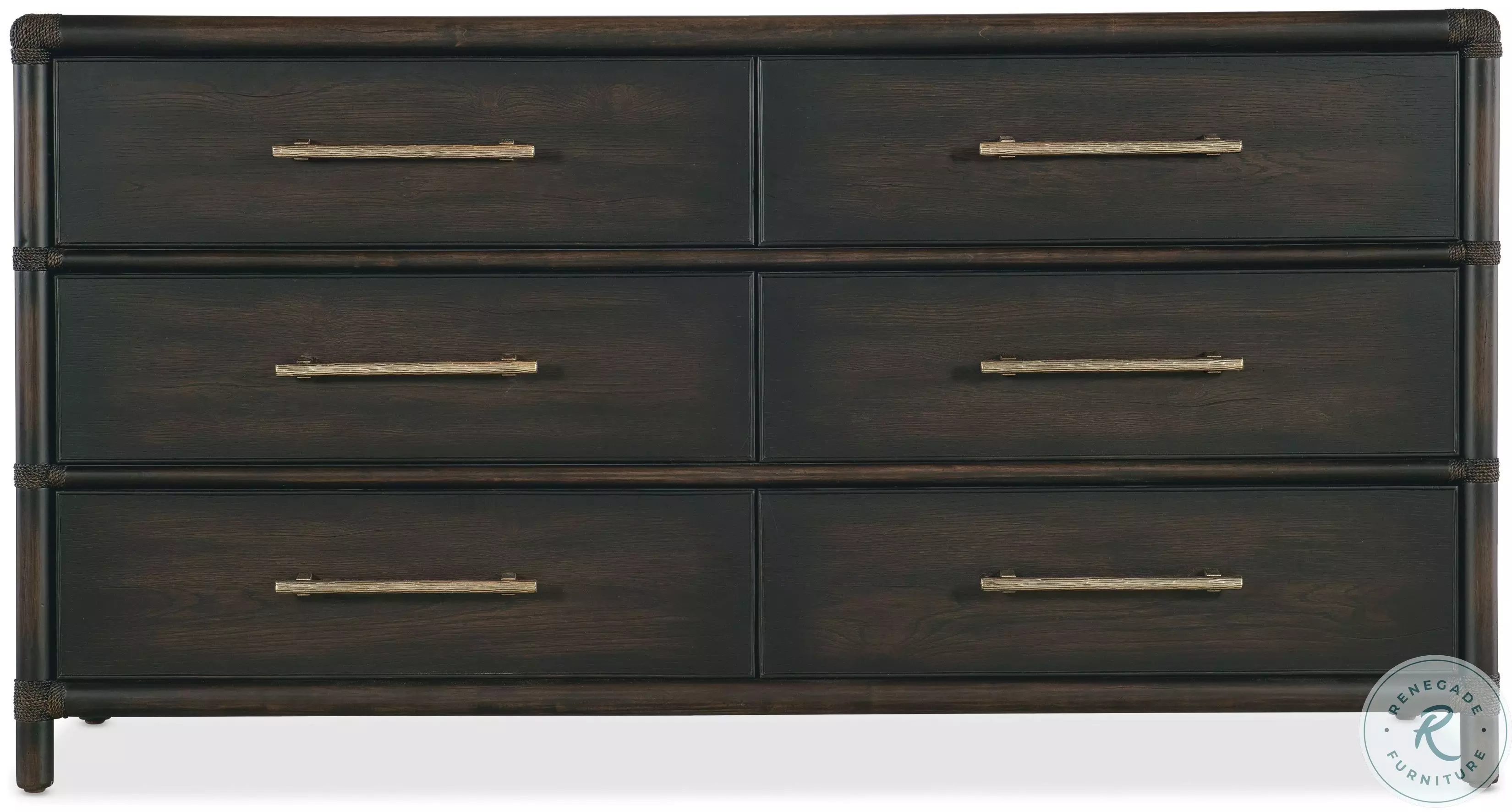 black dresser with pre-woven rattan drawers Hooker Furniture