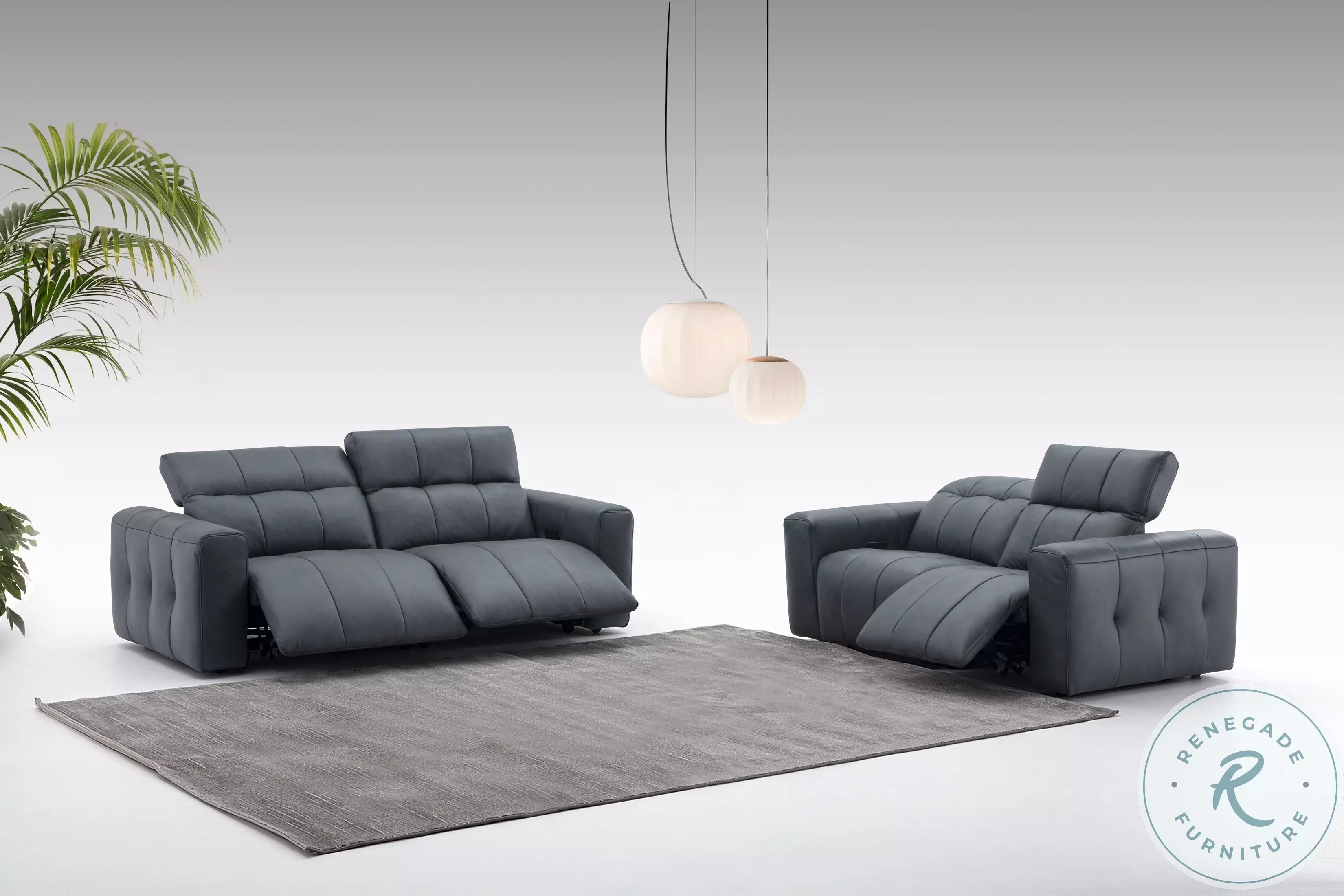 Prescott Dark Gray Leather Living Room Set From JNM | Home Gallery Stores