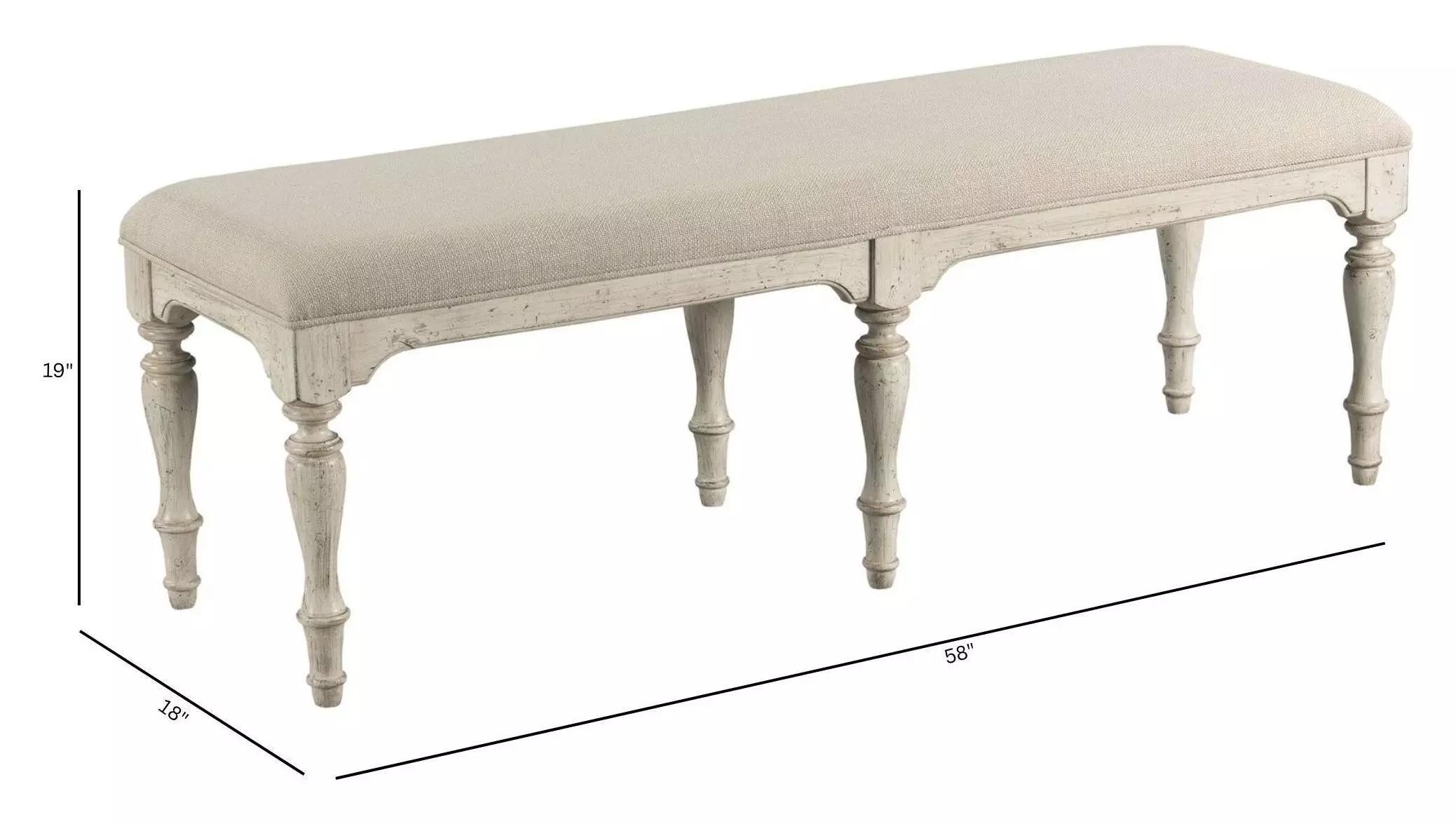 Homestead Pine Cornsilk Upholstered Belmont Dining Bench