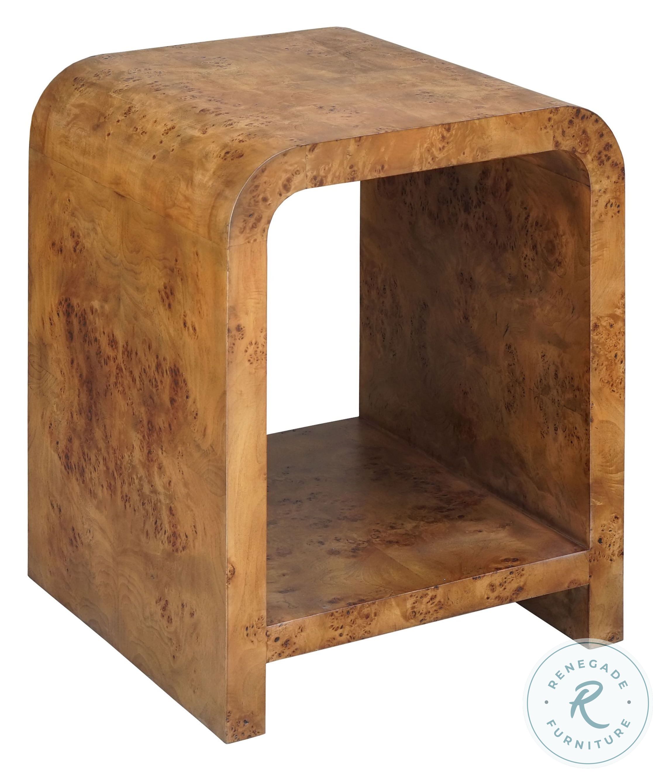 Putnam Dark Burl Wood Waterfall Edge 2 Tier Side Table from Worlds Away ...