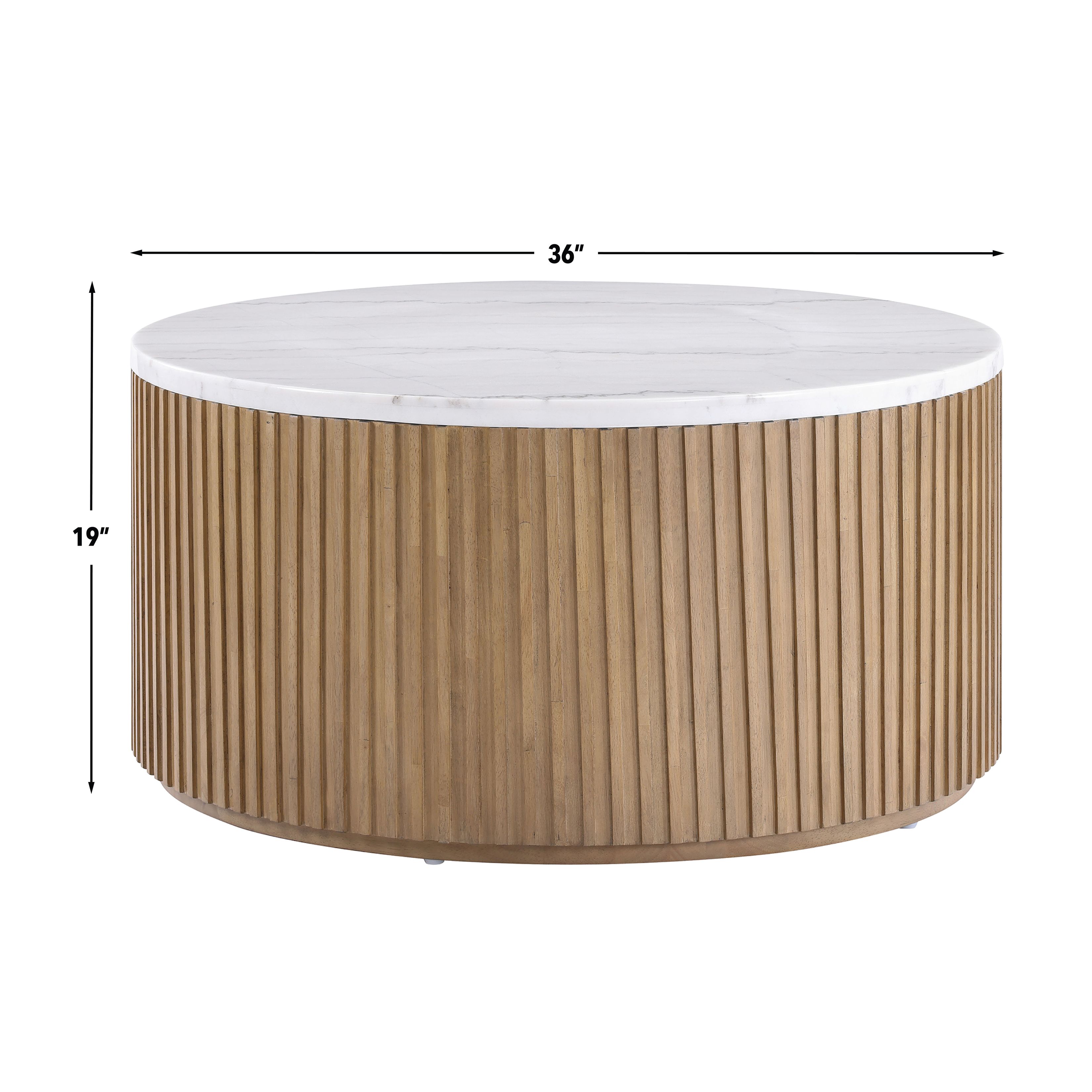 Colvin Brown and White Round Marble Top Coffee Table