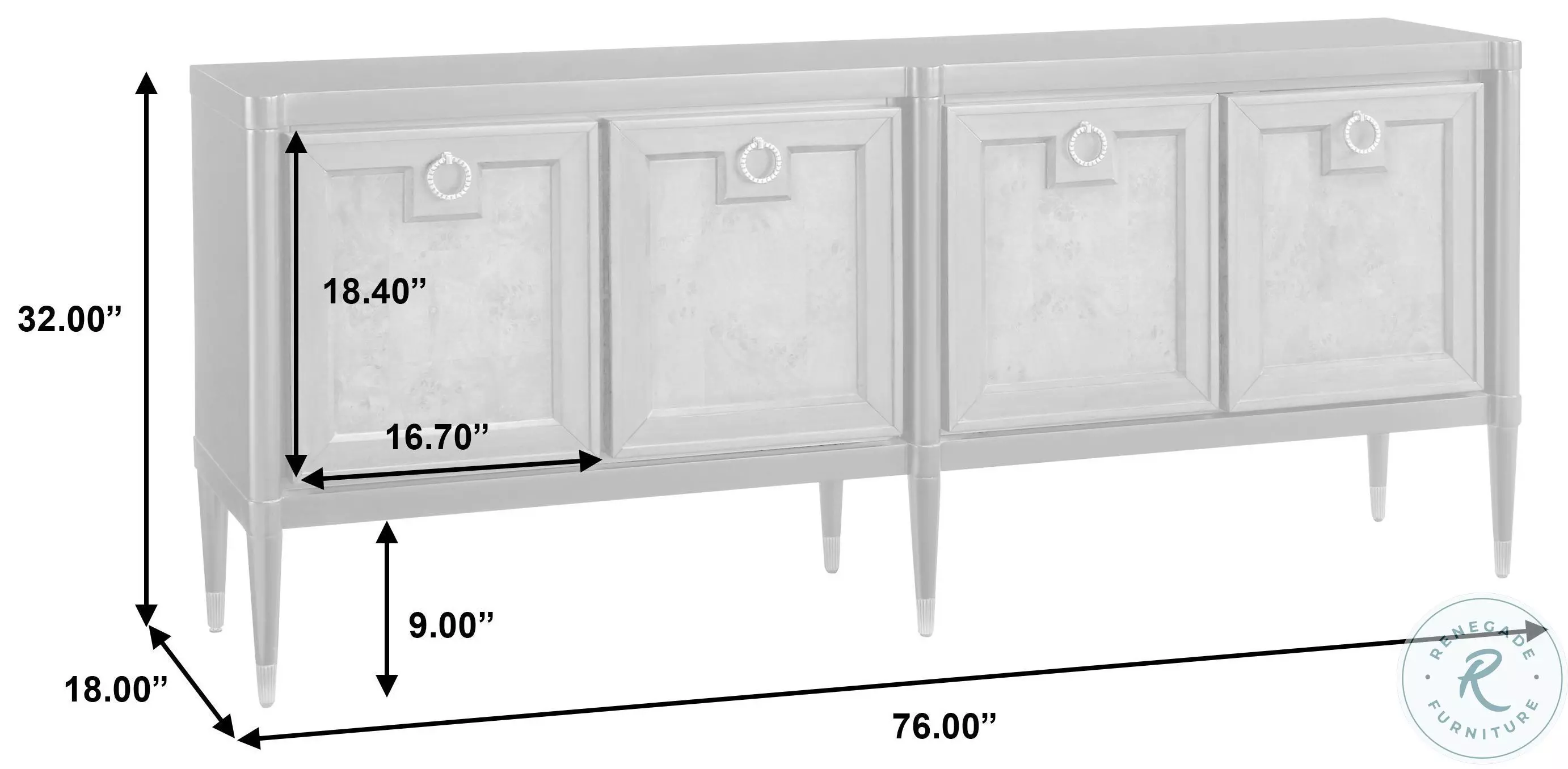 P301794 Black and Mapa Burl 4 Door Console Table
