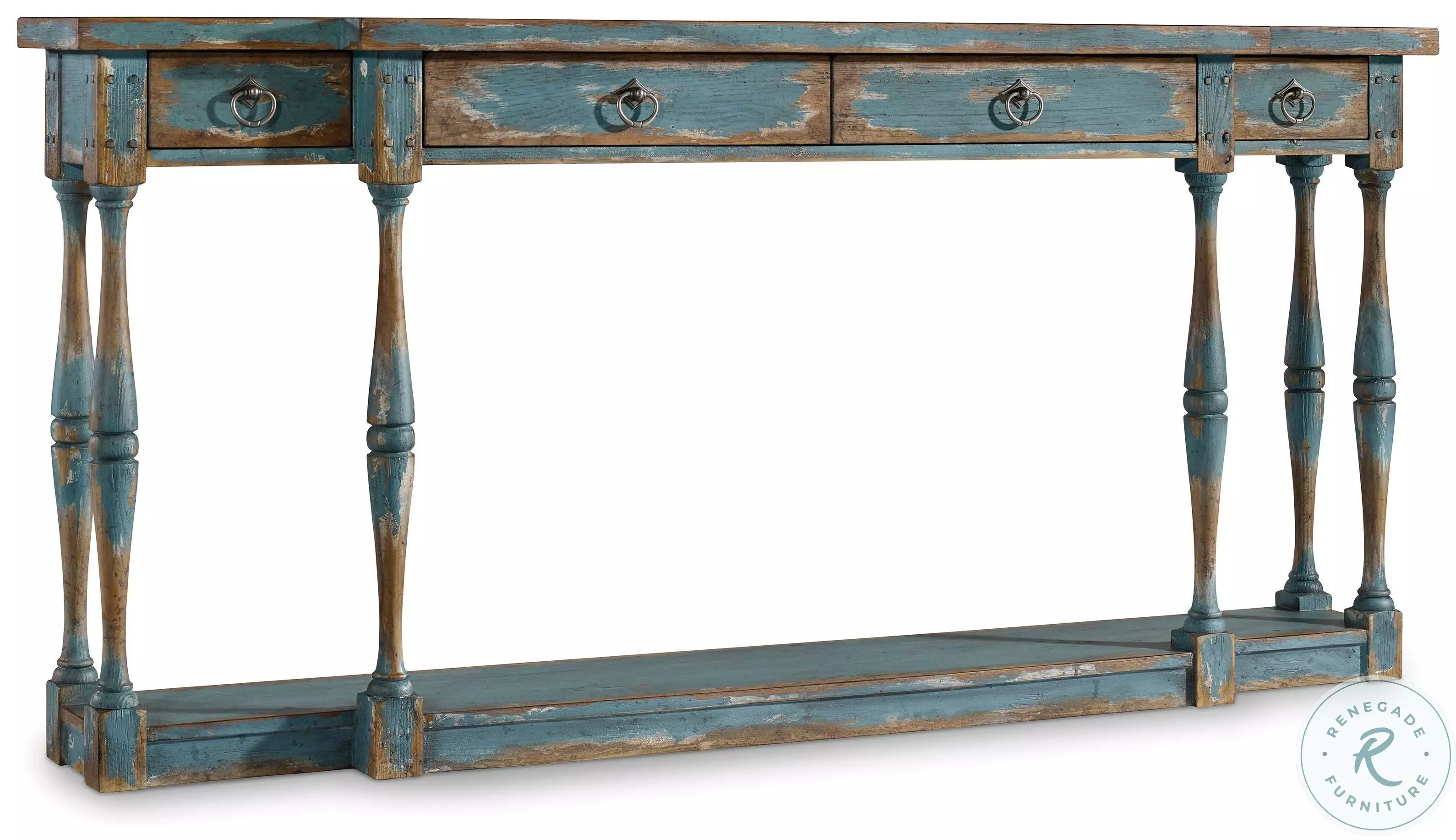 Sanctuary Sky High Azure Blue Four Drawer Thin Console Table From