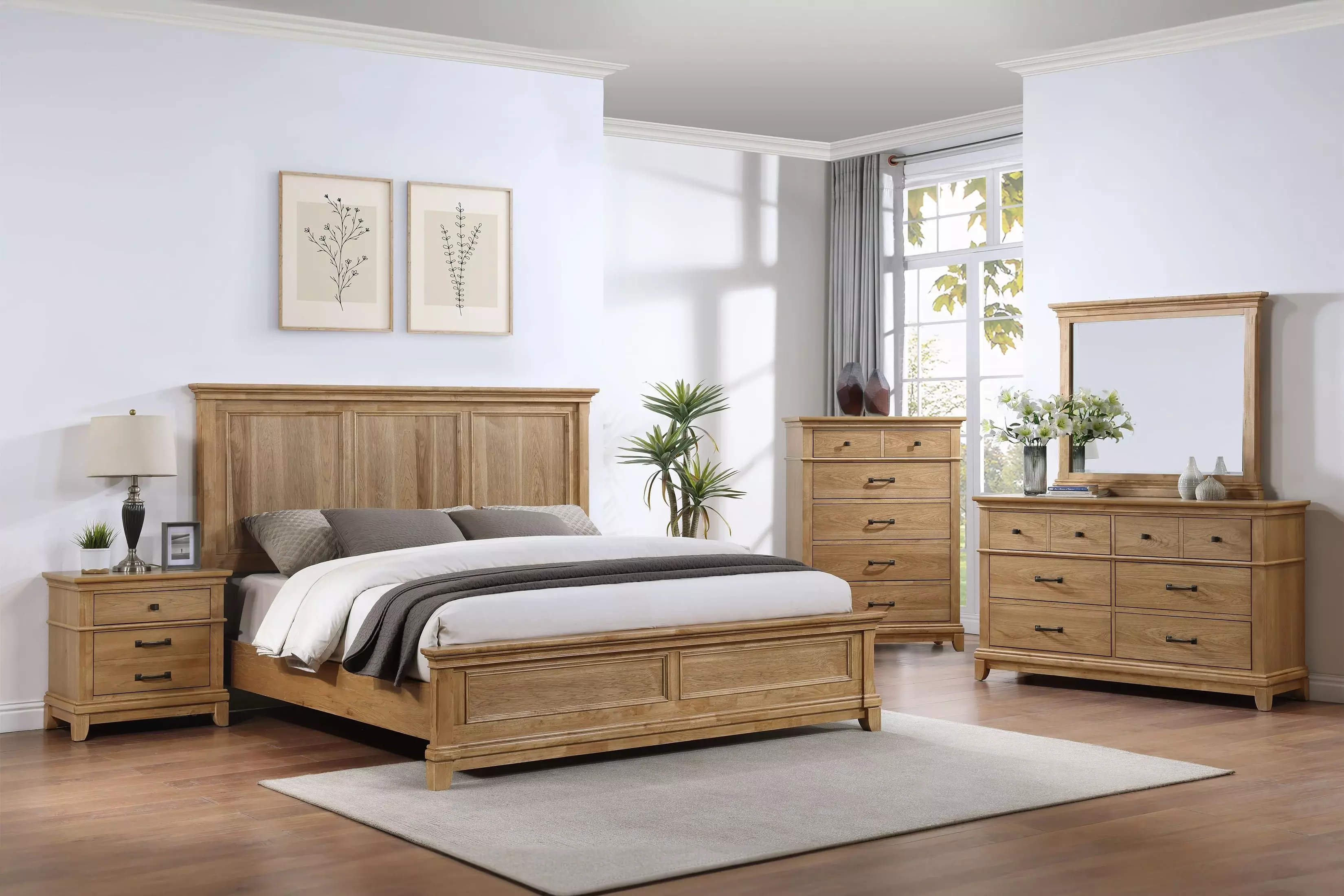 Sunstone Honey Brown Panel Bedroom Set from New Classic | Coleman