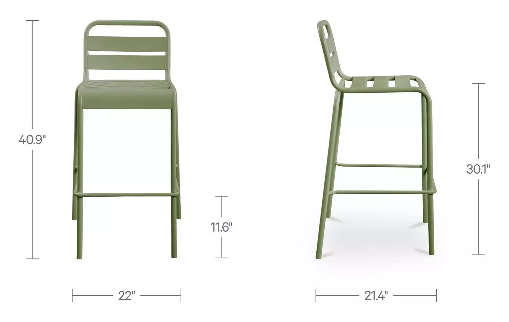 Kade Green Outdoor Bar Stool Set of 2