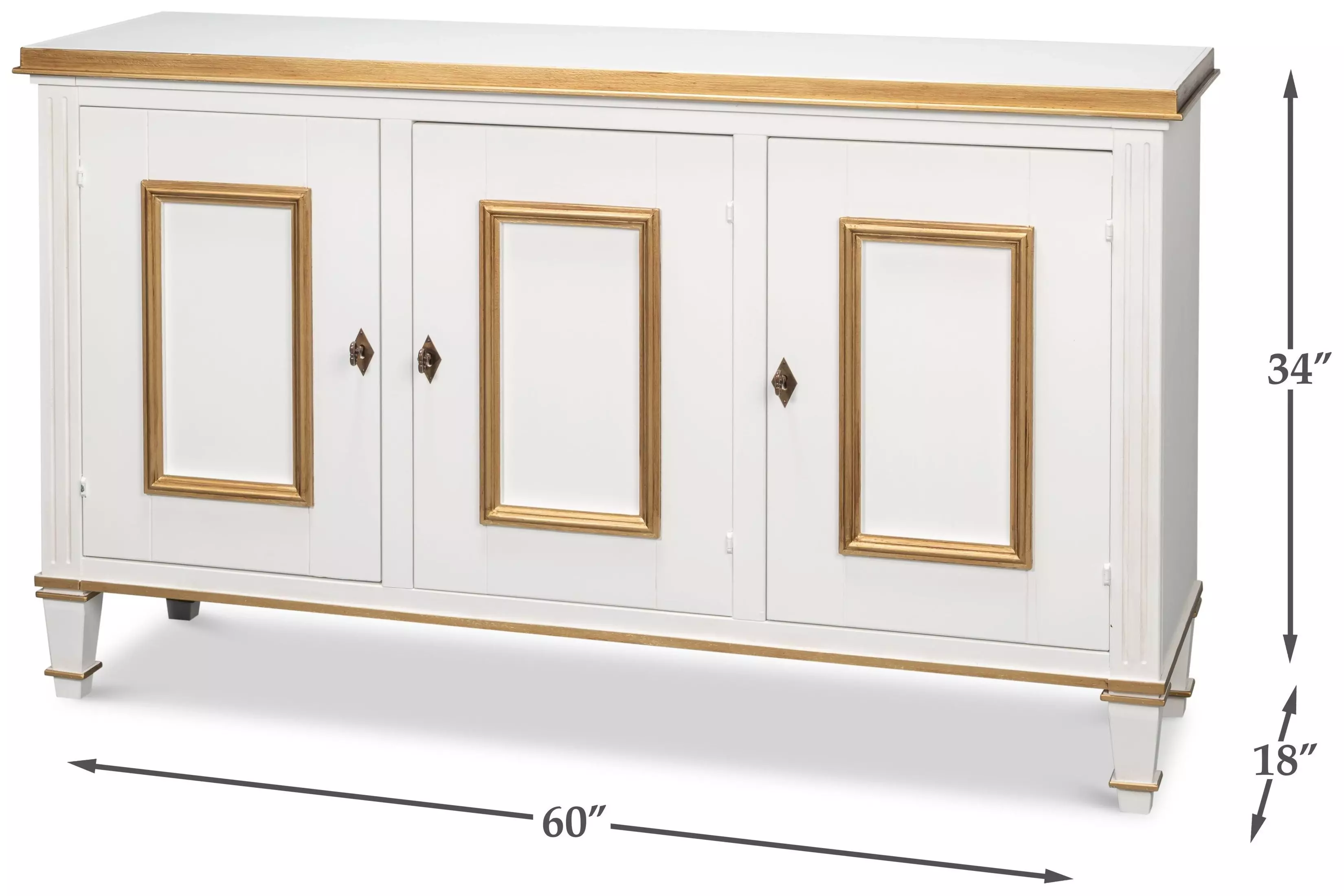 Louis XVI Cotina White 3 Doors Buffet