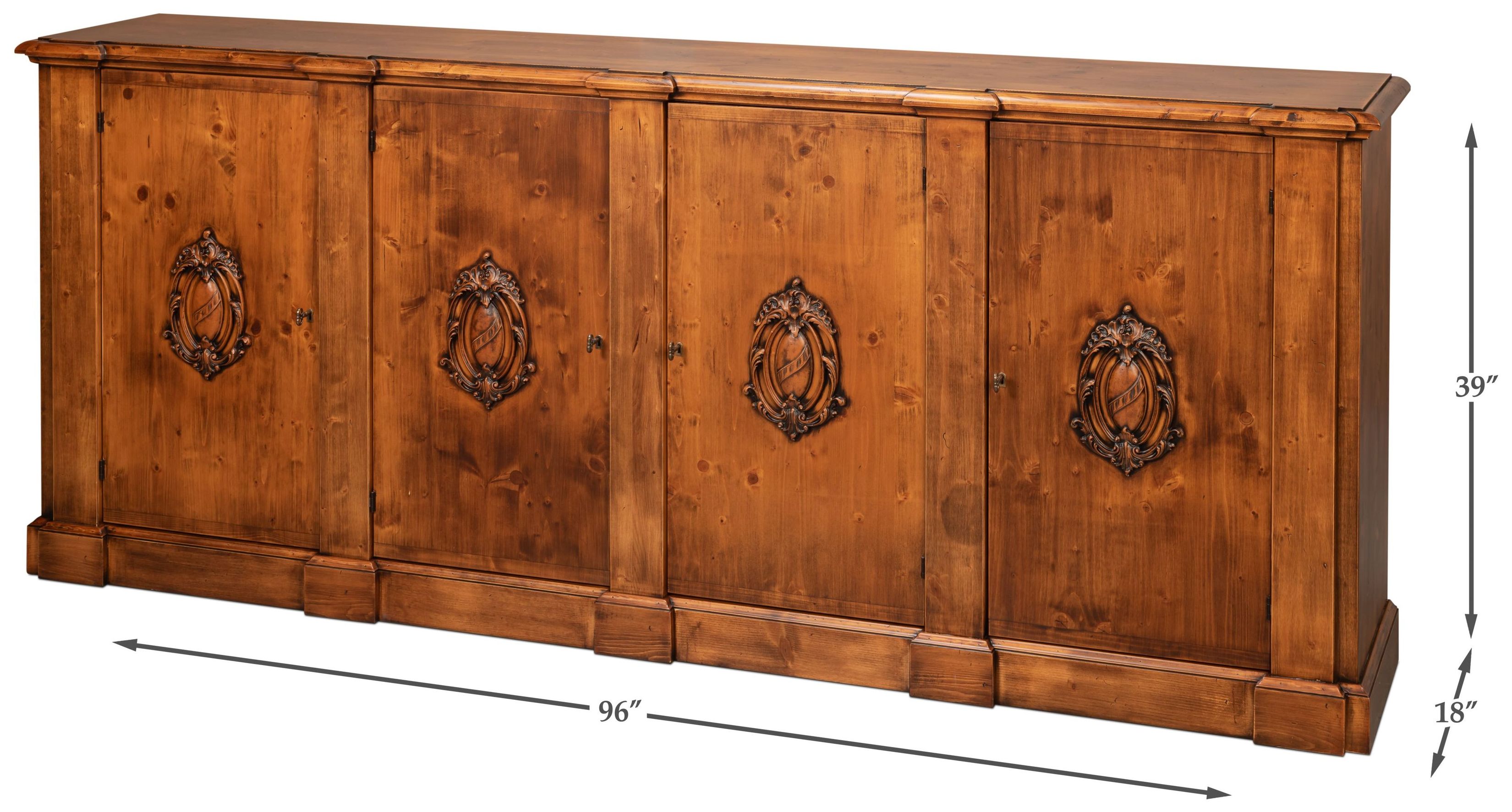 Crested Noce Anticato 4 Door TV Stand