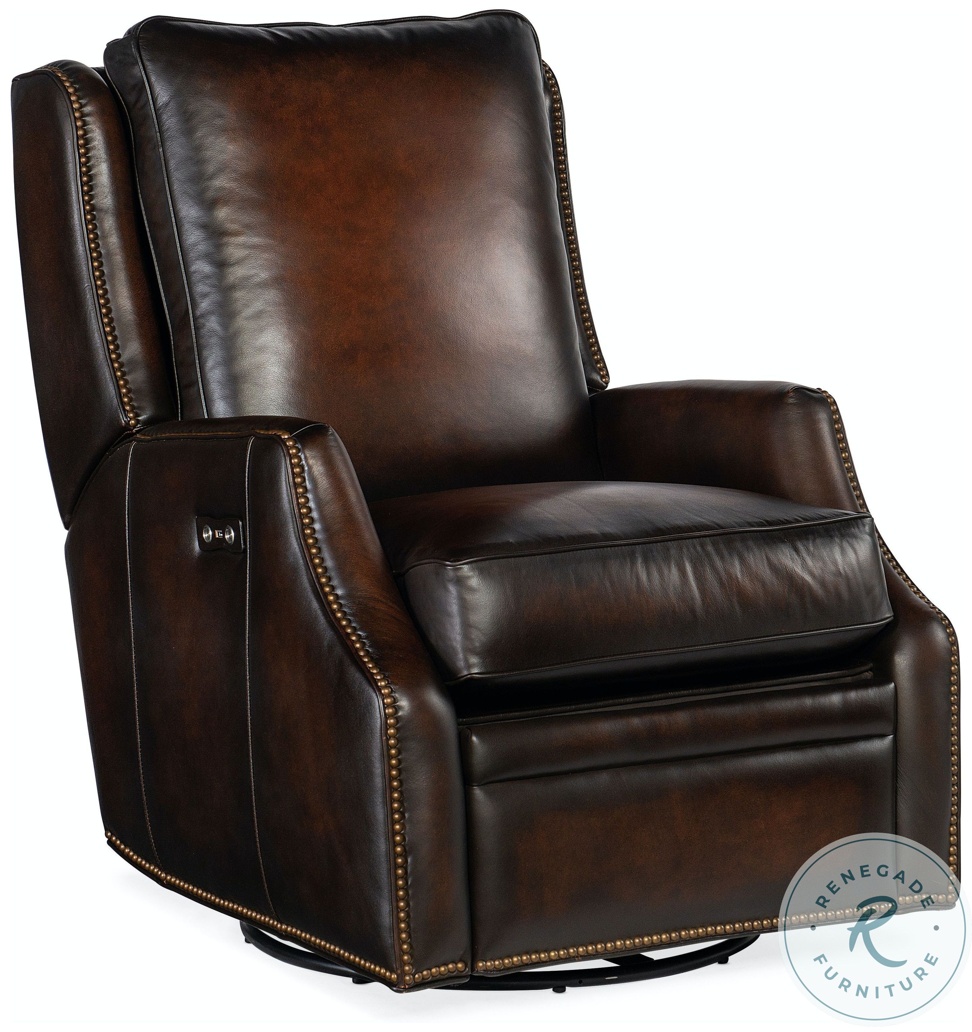 Kerley Distressed Brown Swivel Power Recliner From Hooker Coleman