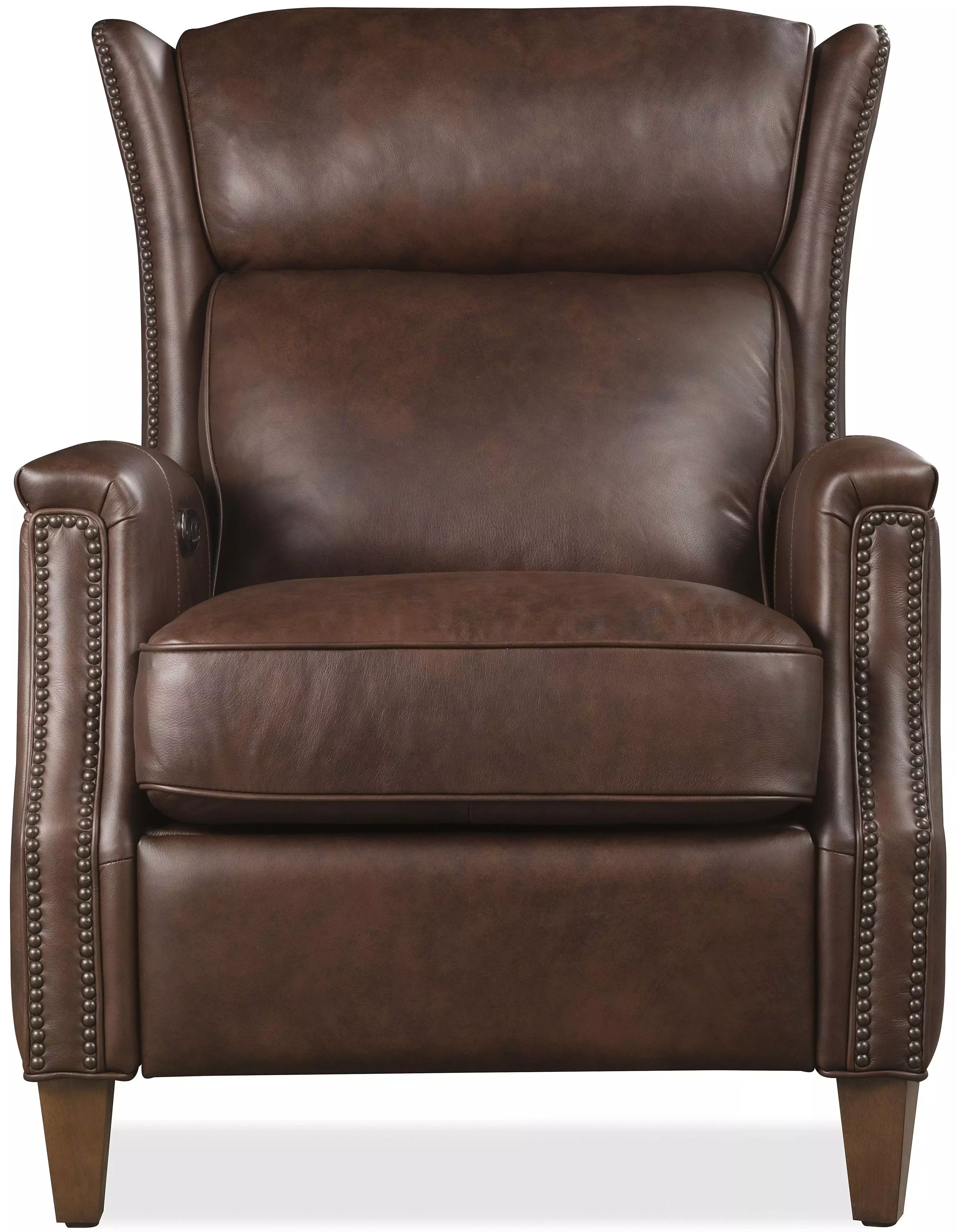 Lansing Brown Power Recliner with USB Charging and Nailhead Trim