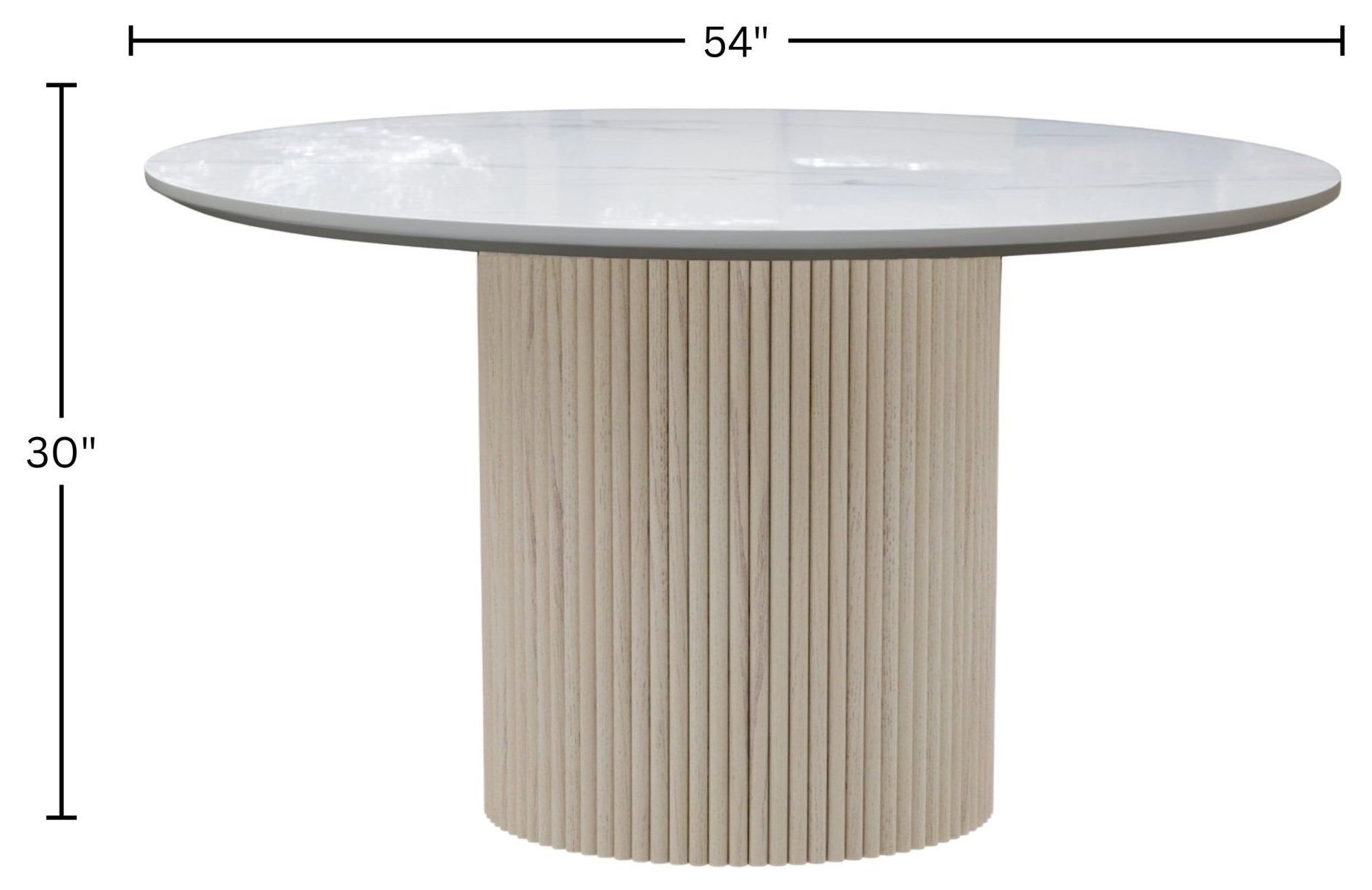 Reba Natural White Wash Quartz Top Round Dining Table