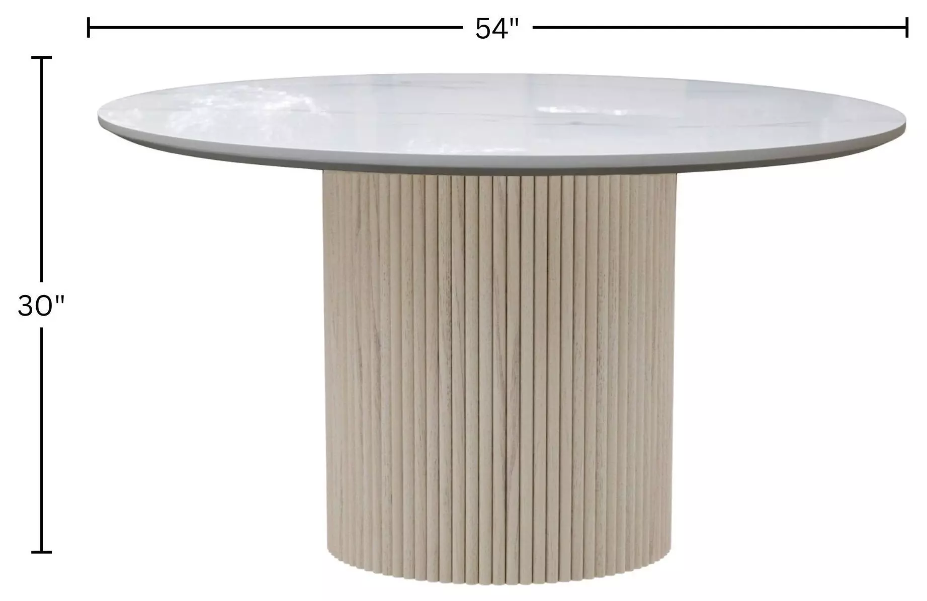 Reba Natural White Wash Quartz Top Round Dining Table
