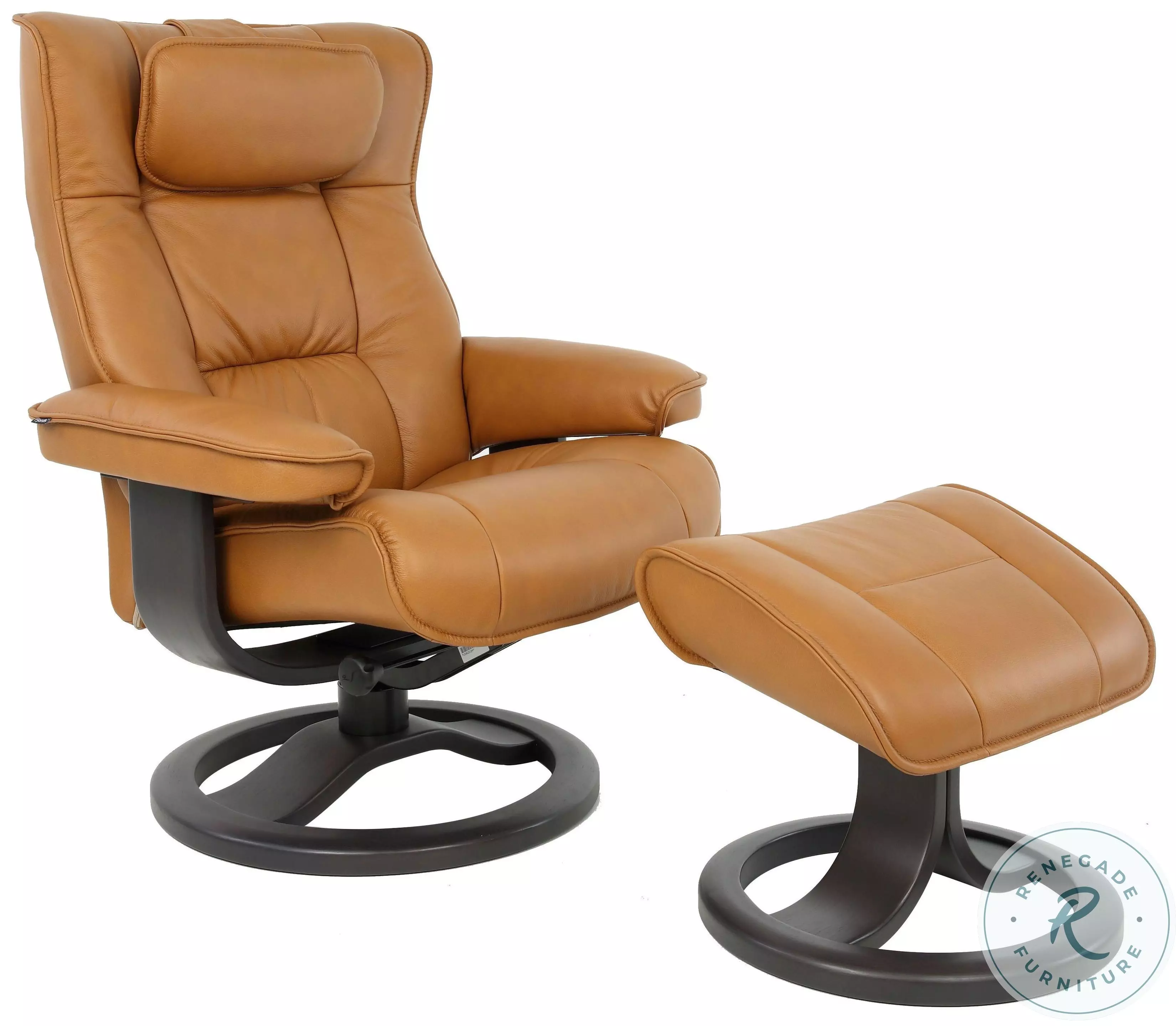 9458）リードレッグ　レザーチェアー　ヴィンテージ Regent Vintage Cognac Leather Large Recliner with Ottoman From