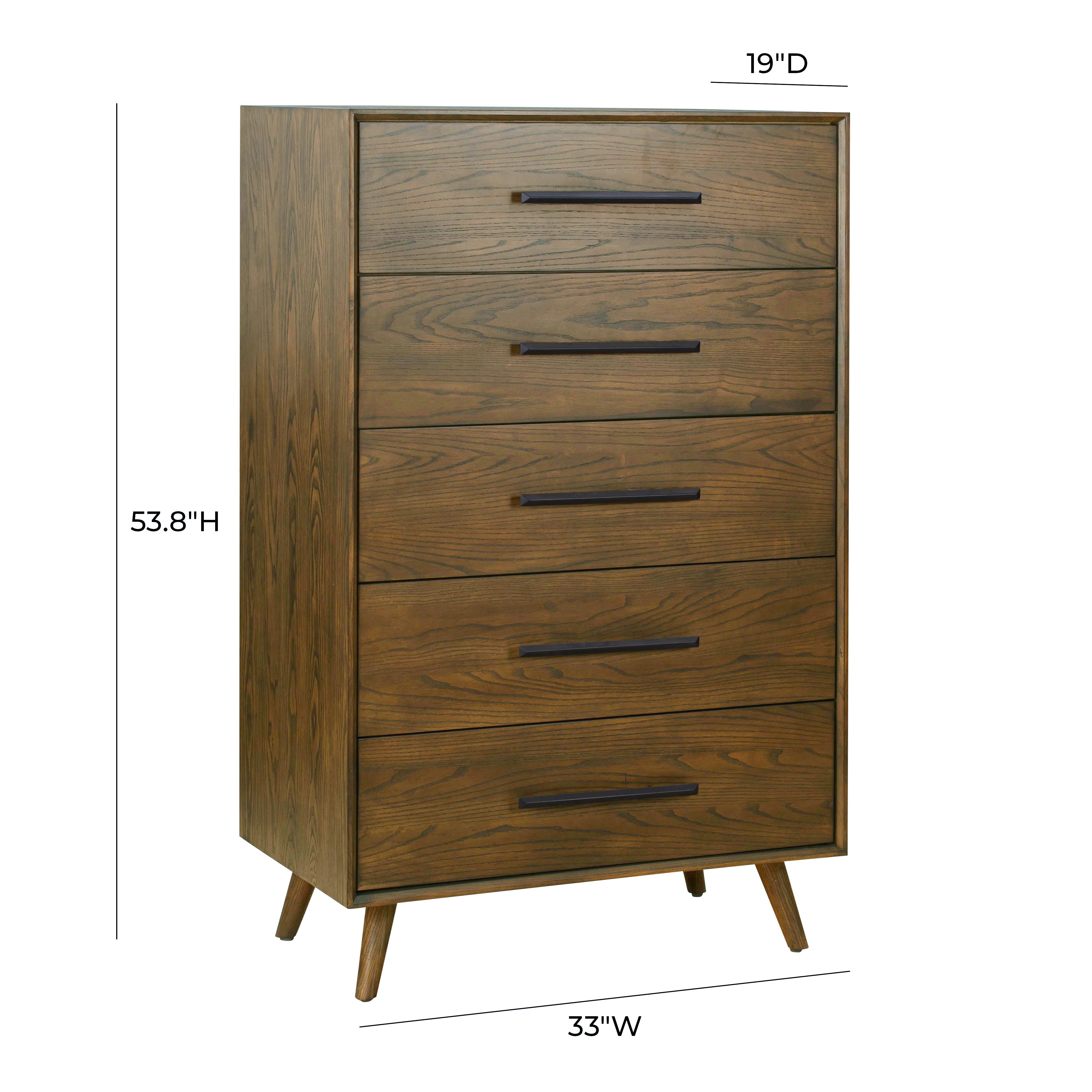 Emery Walnut 5 Drawer Chest