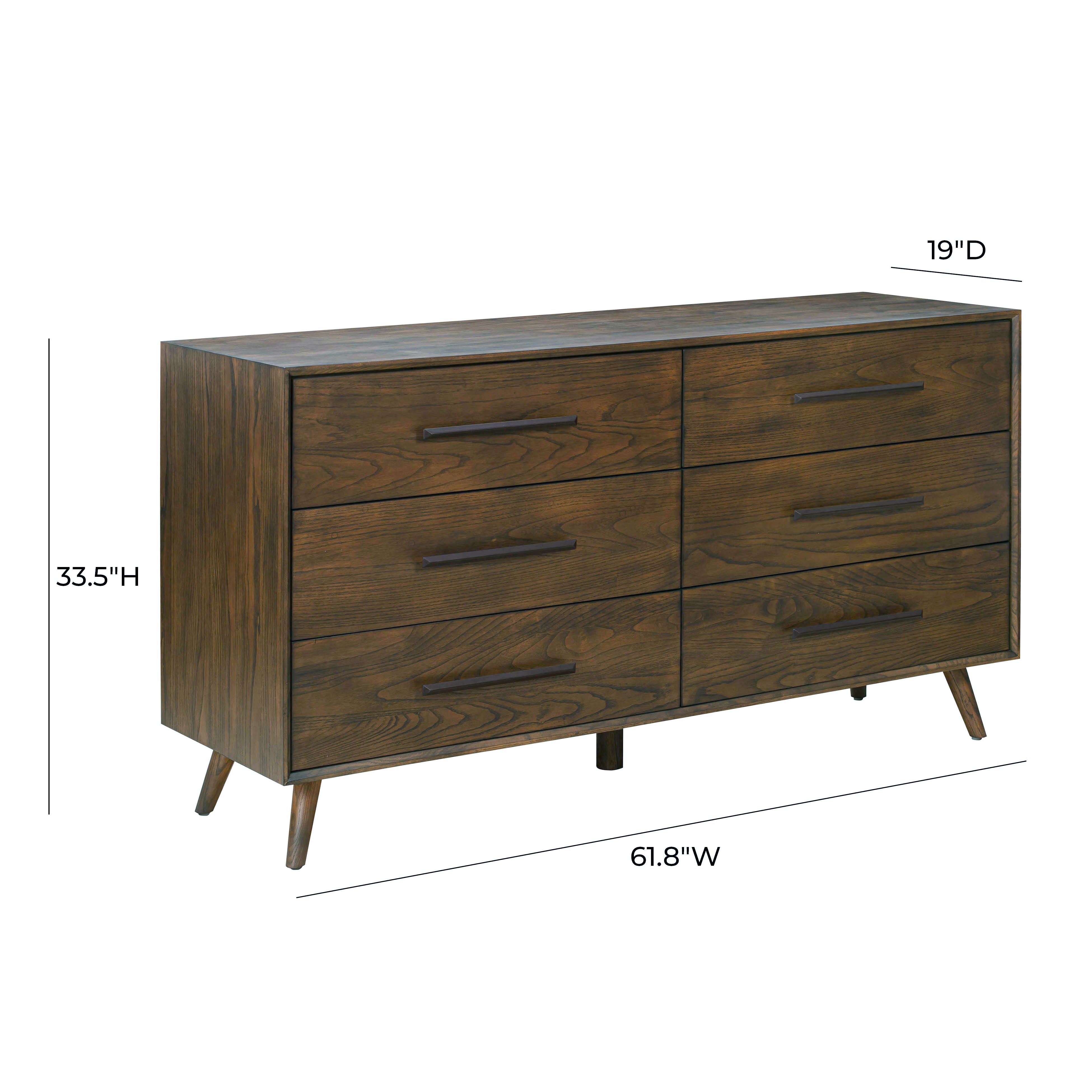 Emery Walnut 6 Drawer Dresser