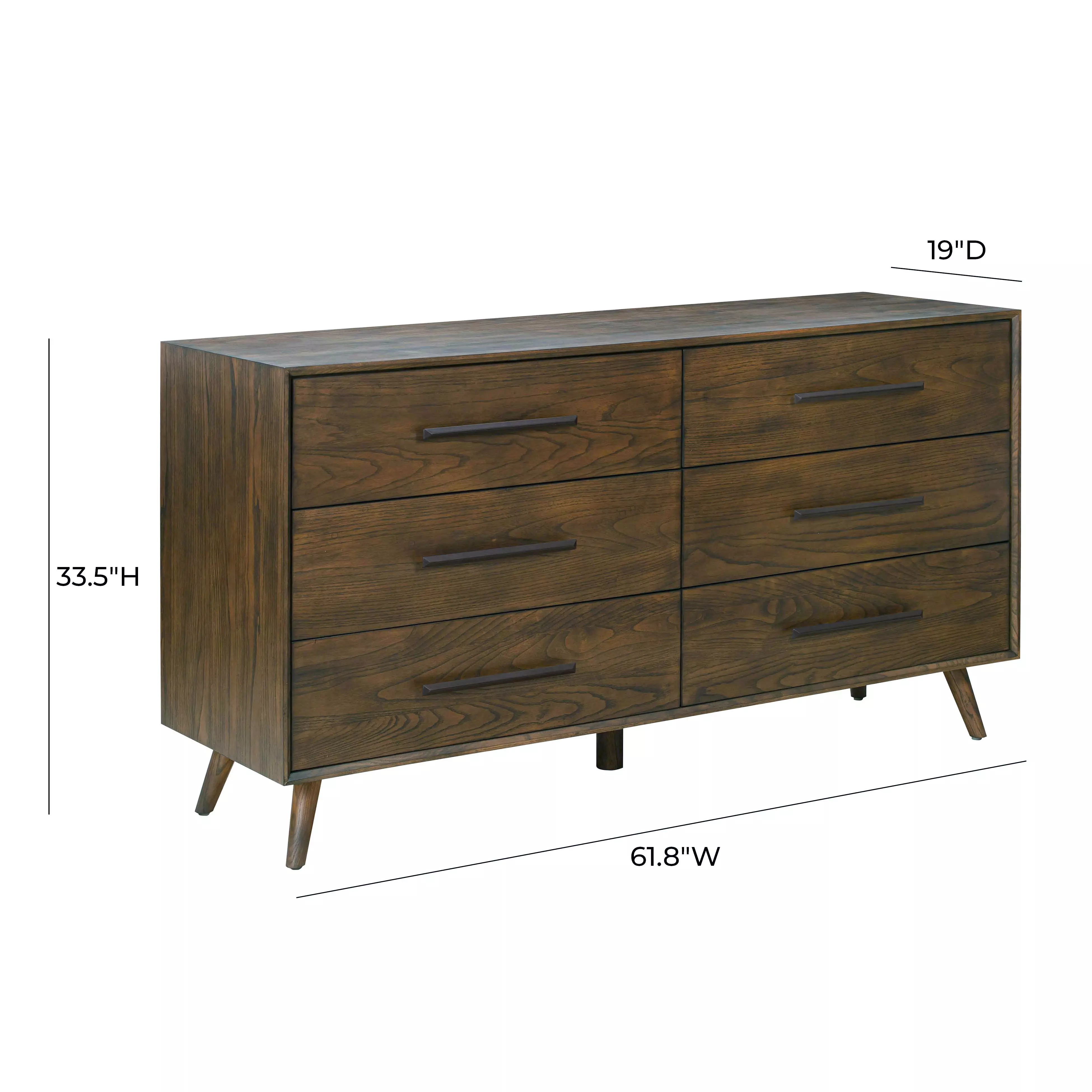 Emery Walnut 6 Drawer Dresser