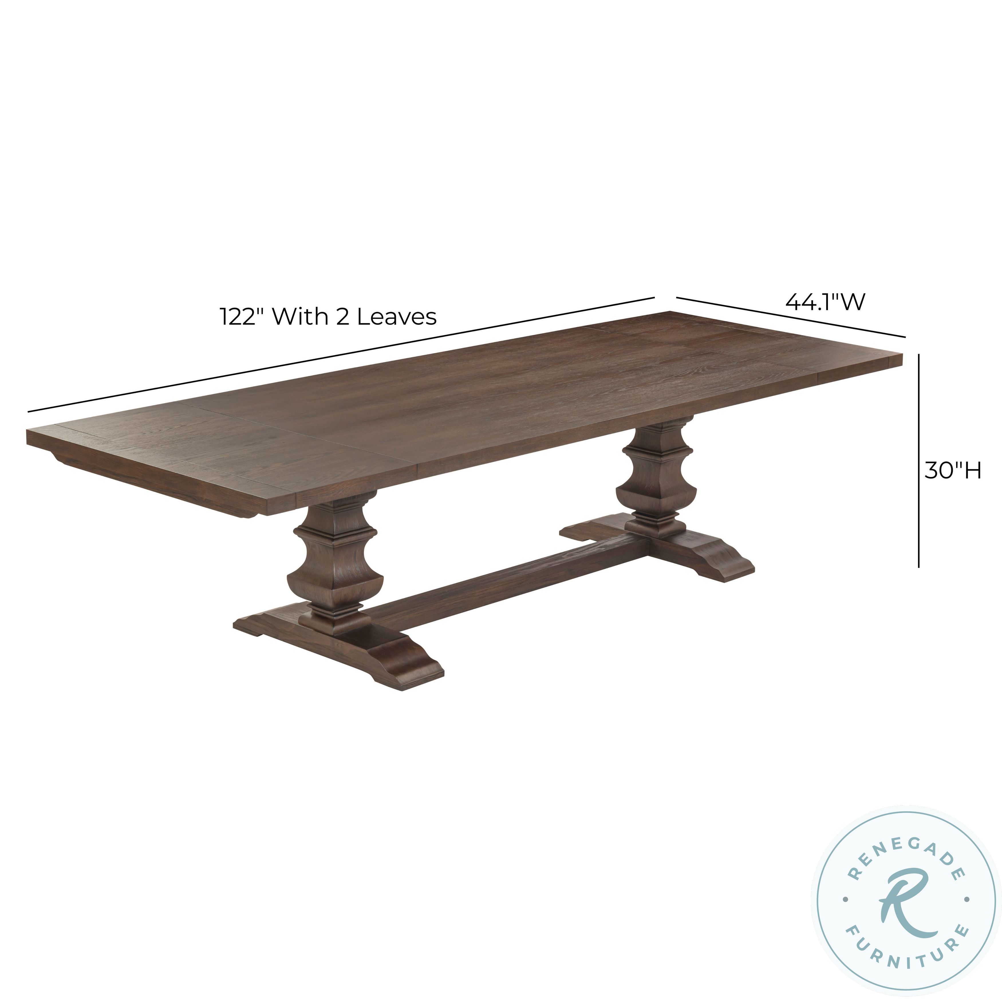 Emerson Dark Brown Wood Extendable Trestle Dining Table