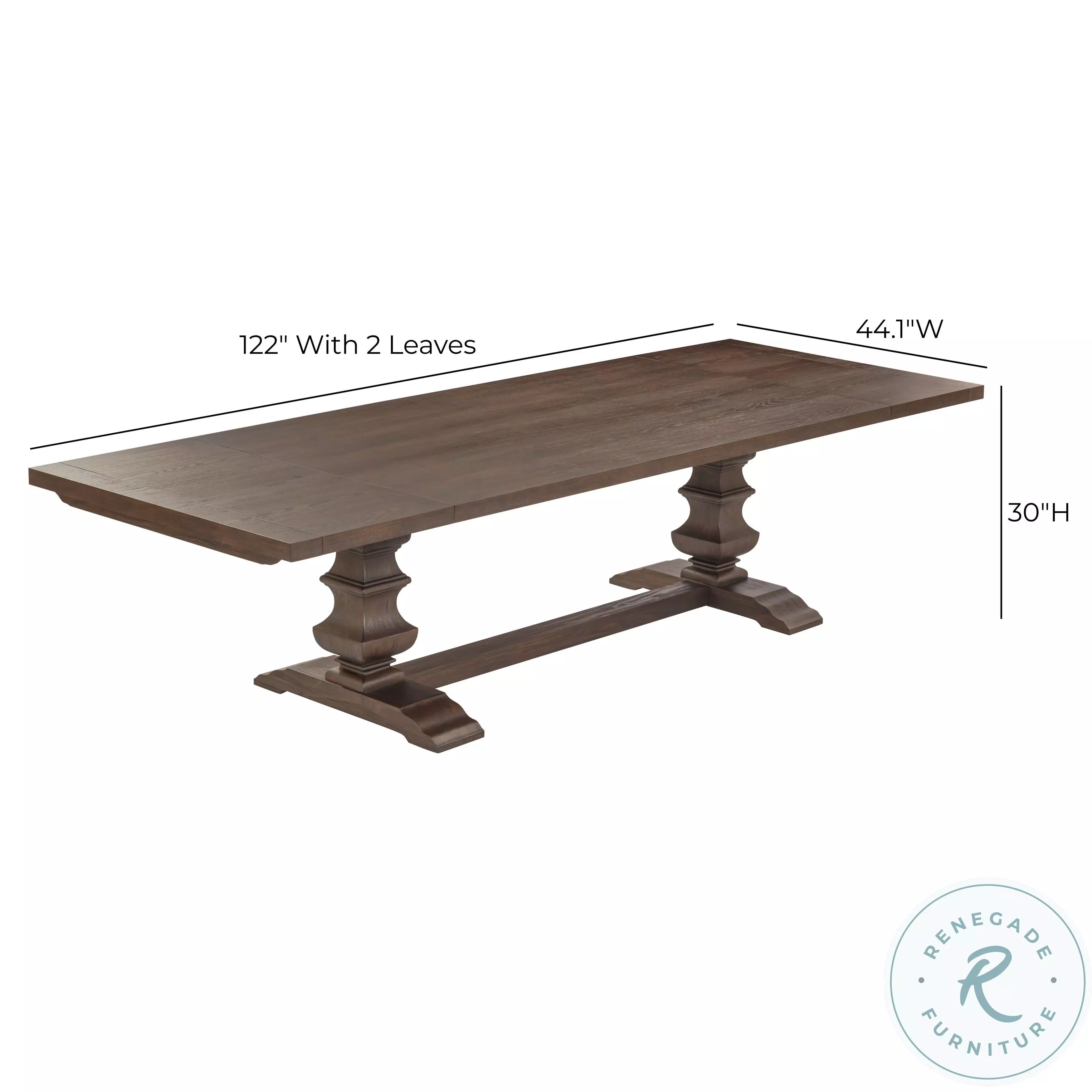 Emerson Dark Brown Wood Extendable Trestle Dining Table