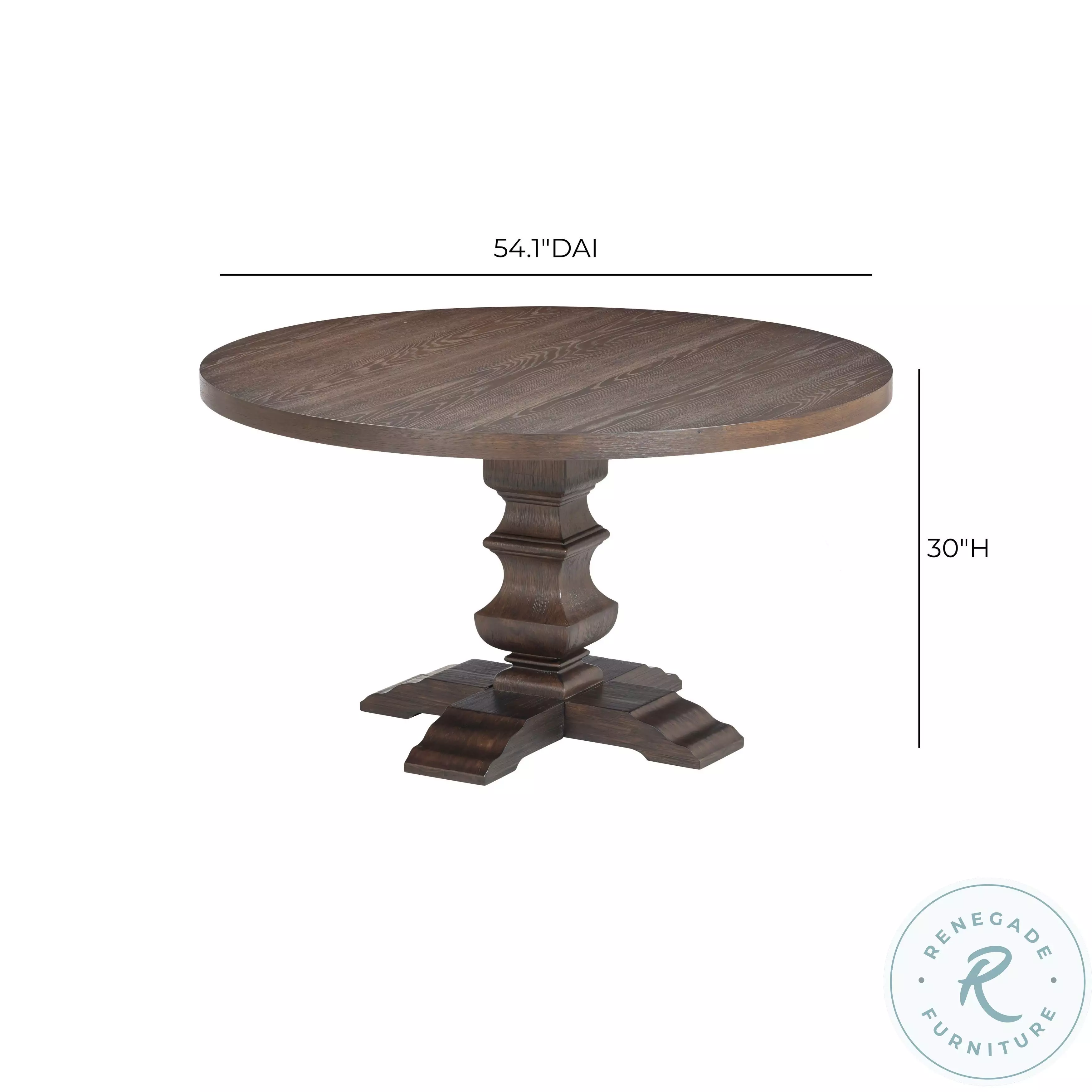Emerson Dark Brown Wood Round Dining Table