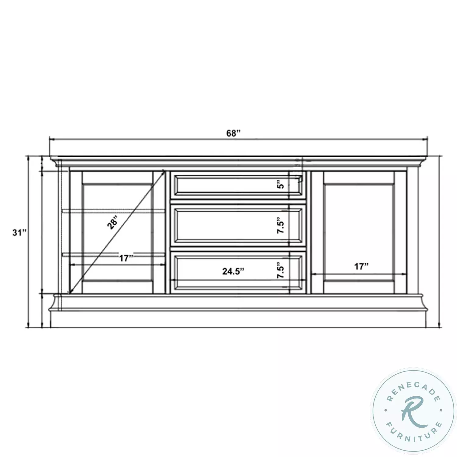 Hudson Gray 68" TV Console