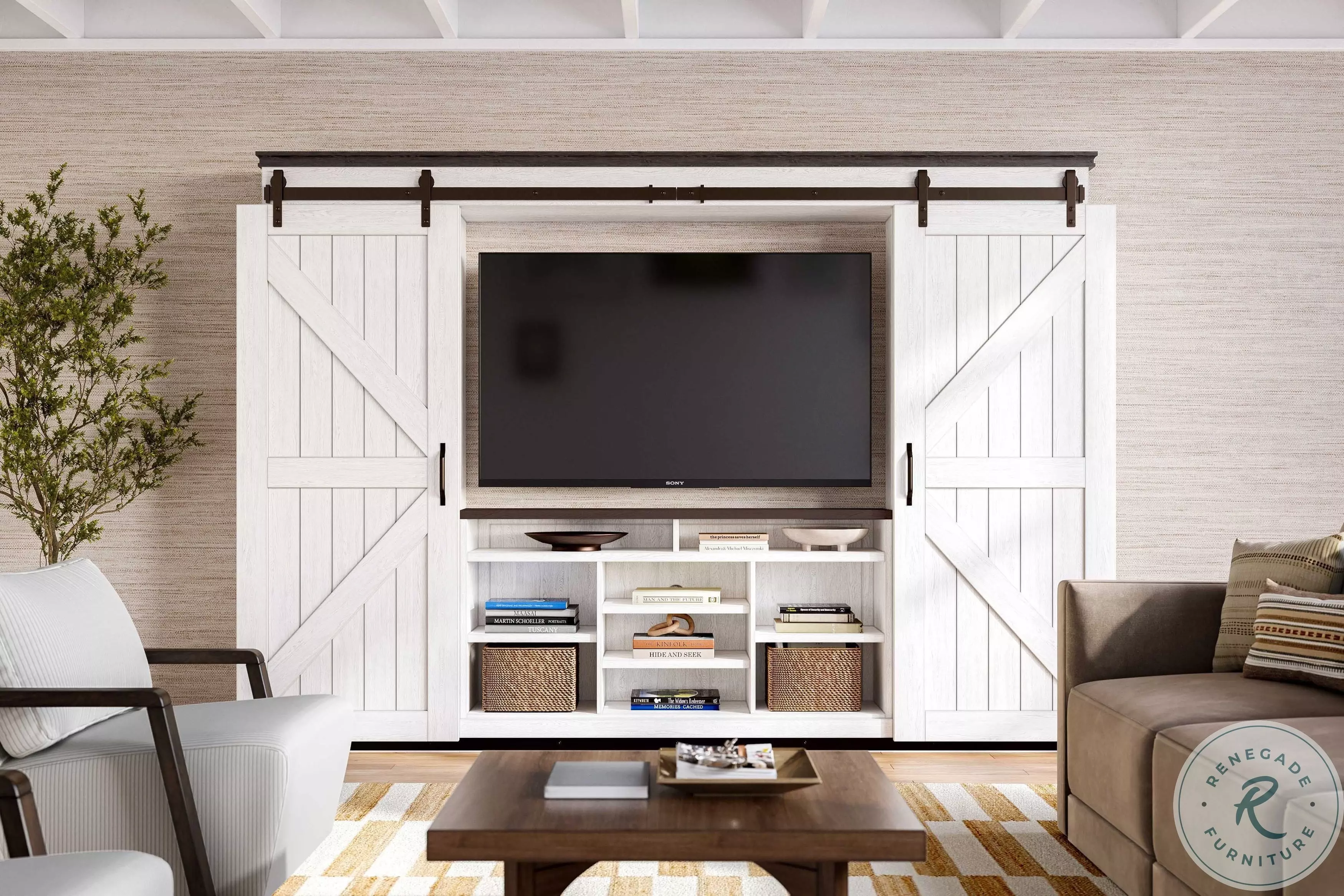 Harrison Distressed White Entertainment Center From Coleman