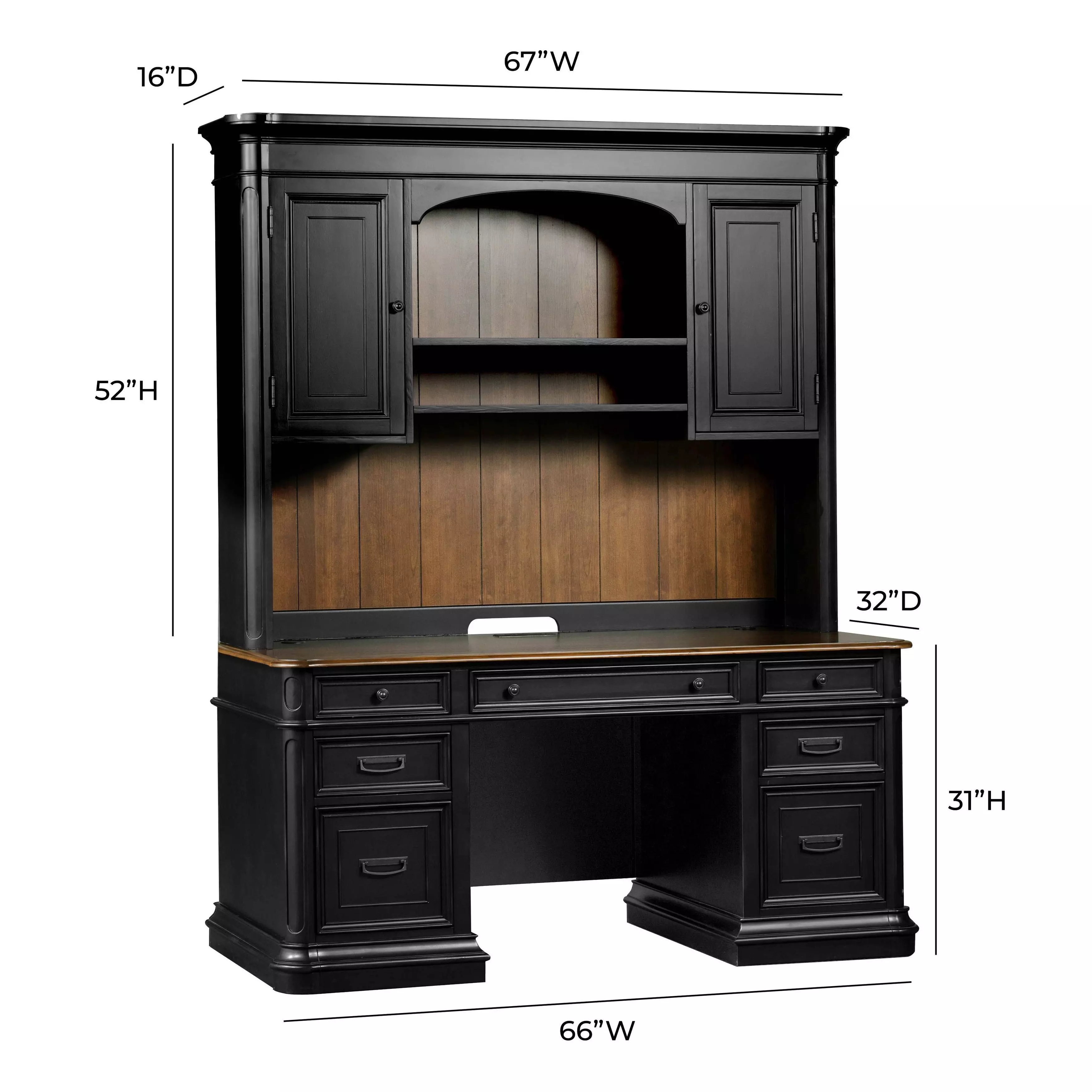 Roanoke Black Credenza With Hutch