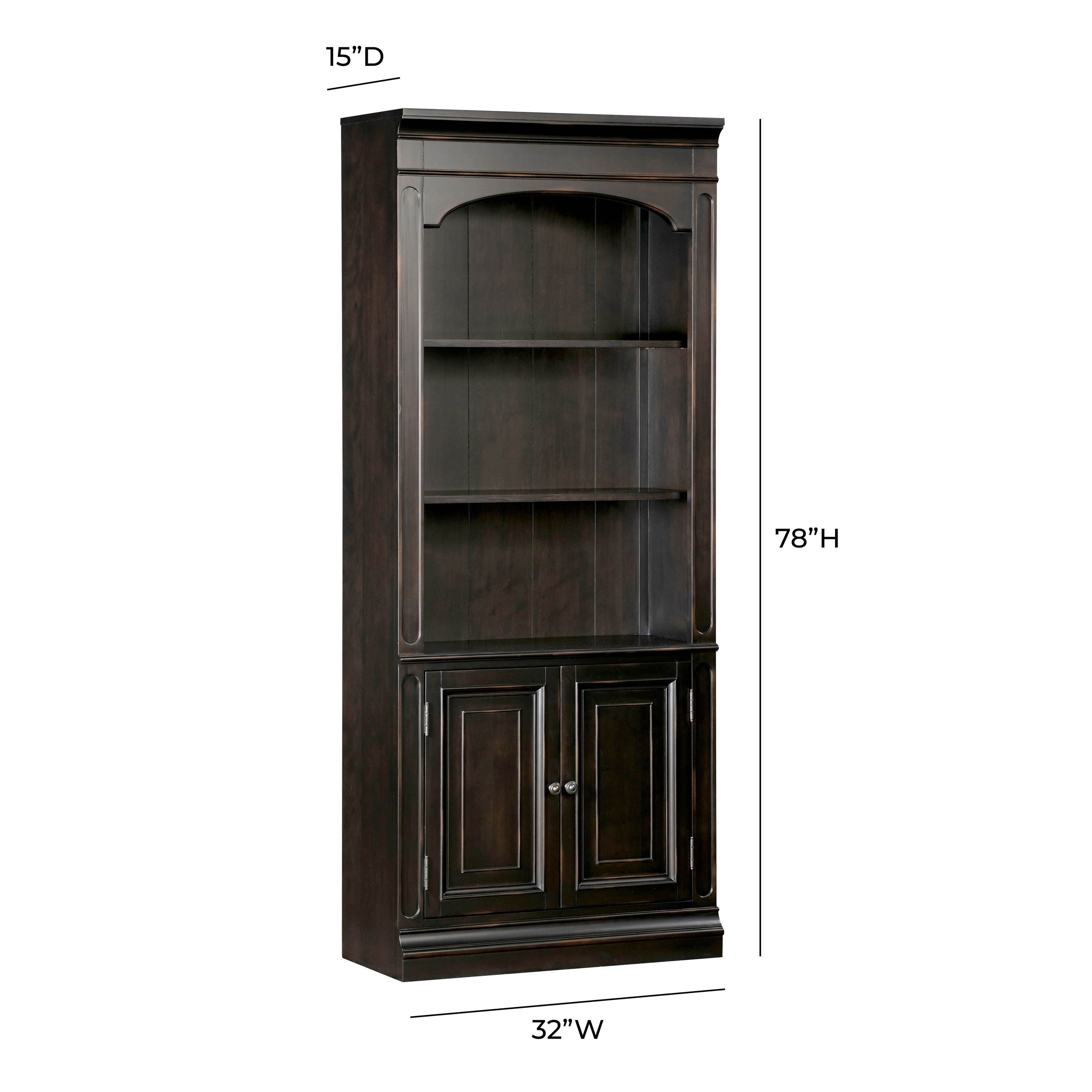 Roanoke Distressed Black Bookcase