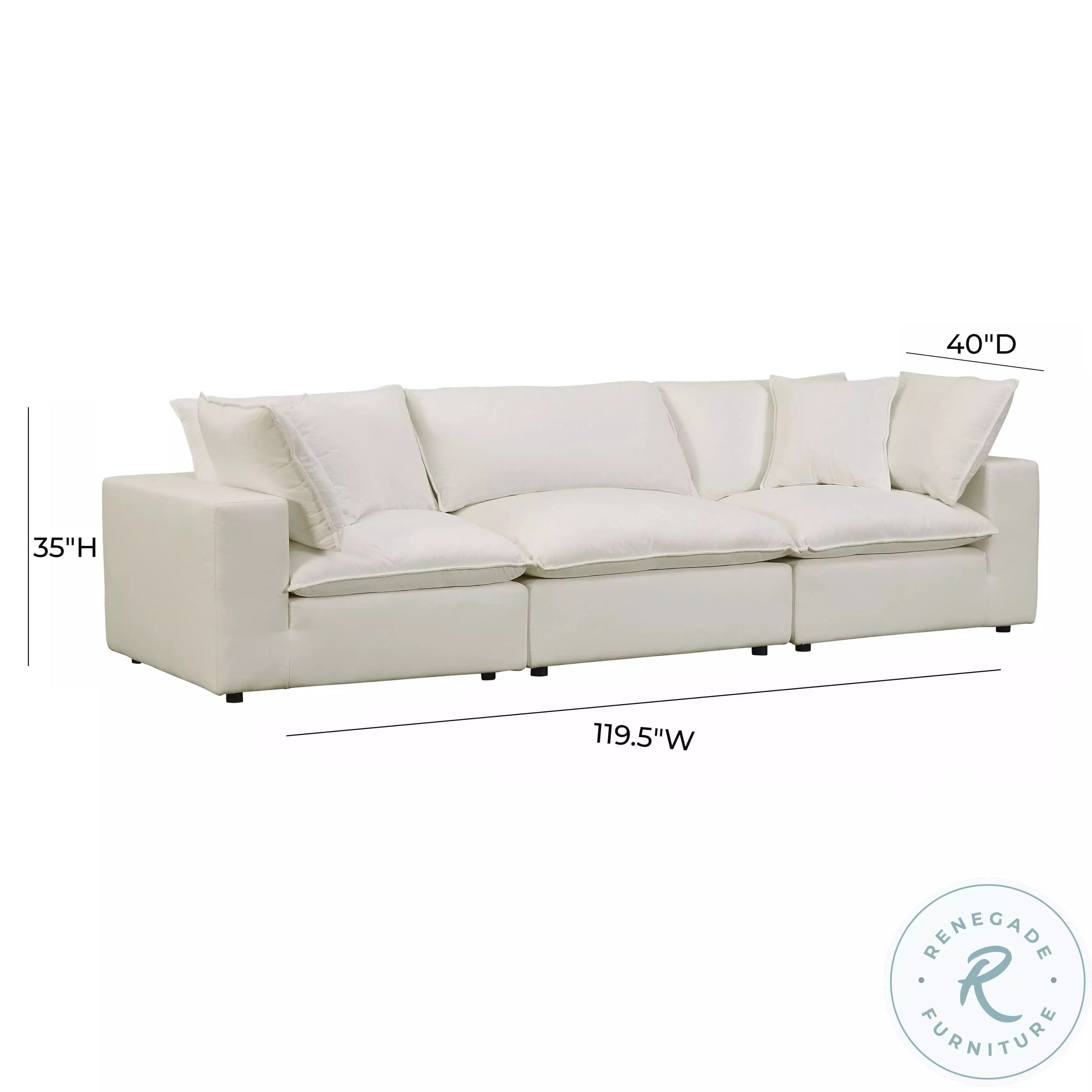 Cali Natural Performance Fabric Modular 120" Sofa