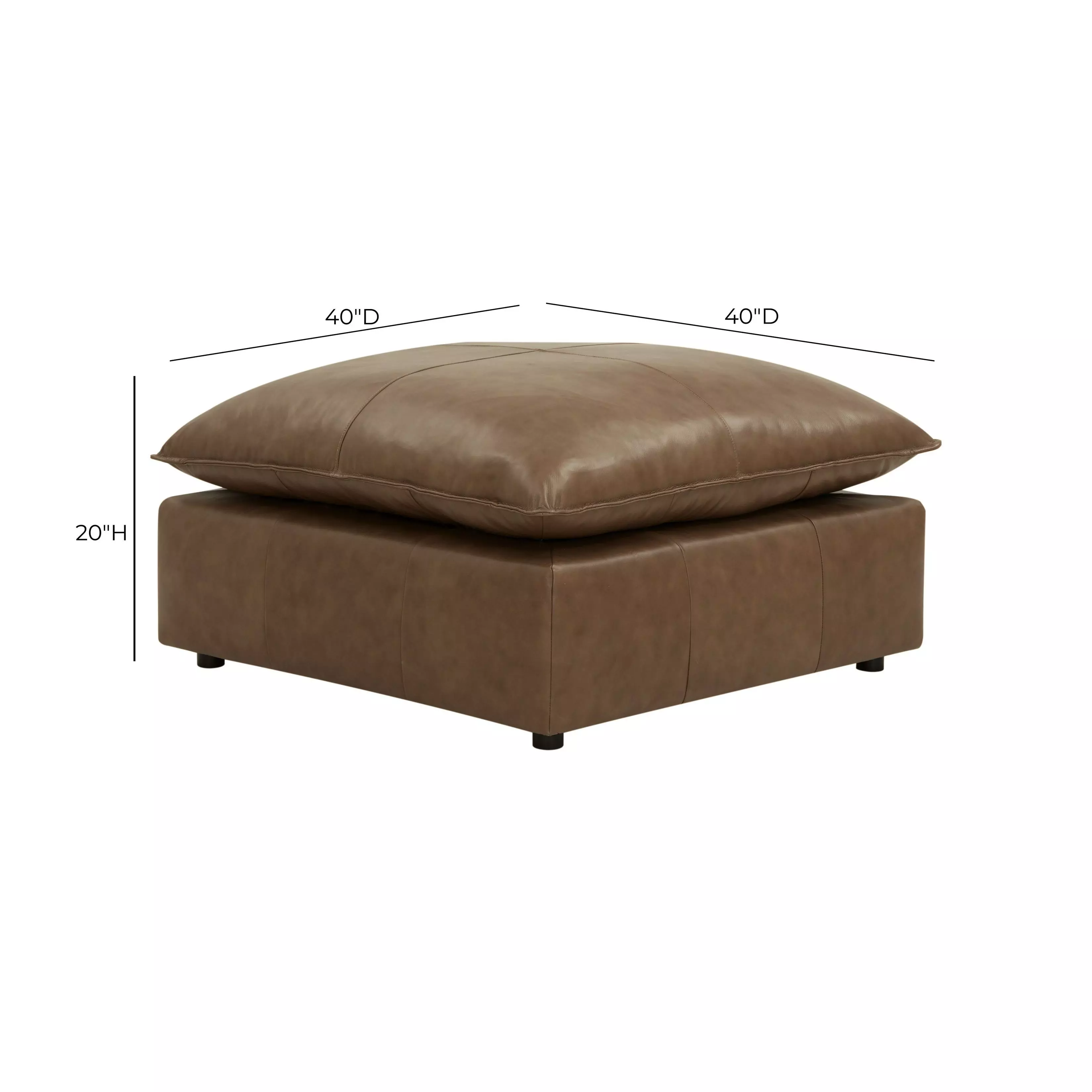 Cali Cognac Brown Leather Ottoman