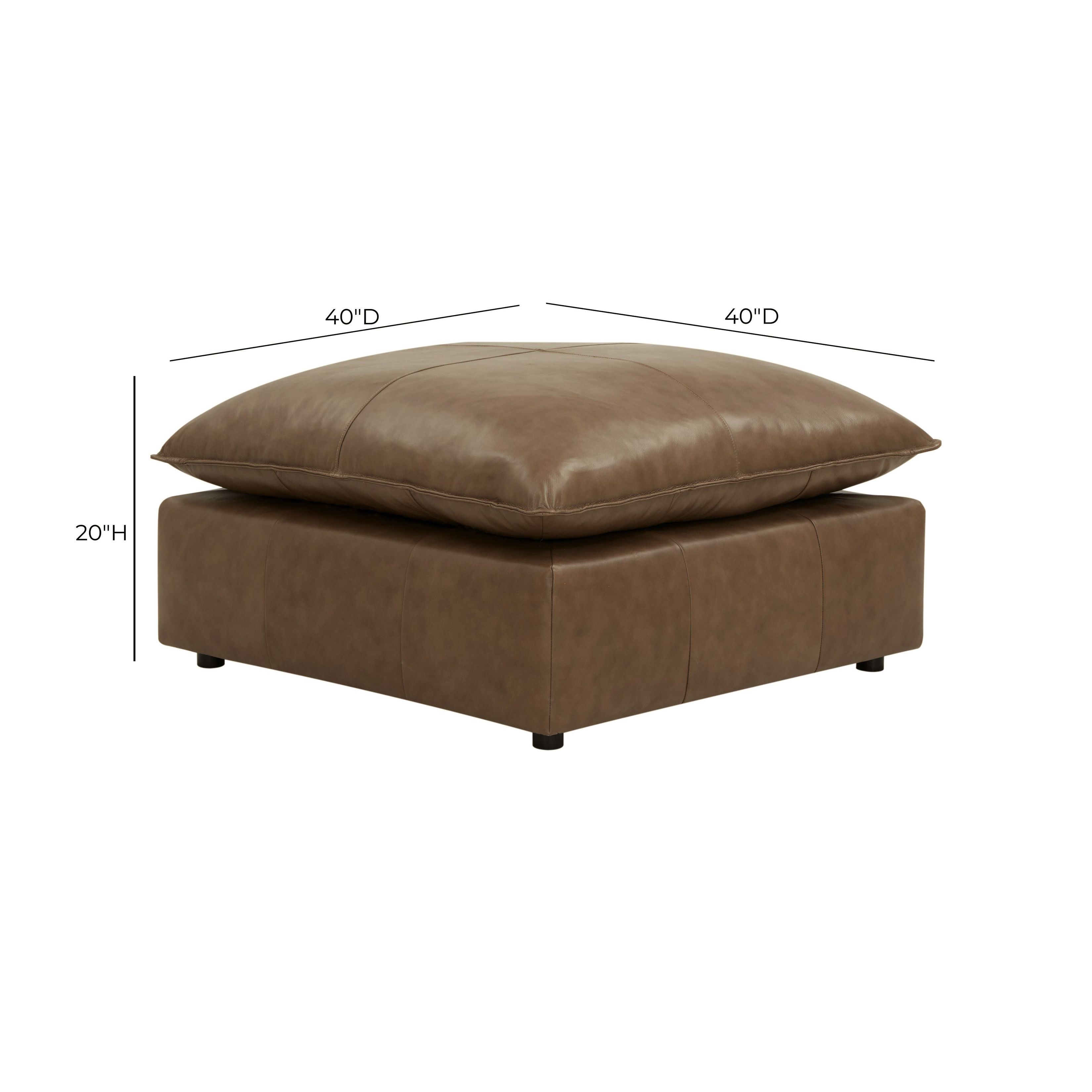 Cali Cognac Brown Leather Ottoman