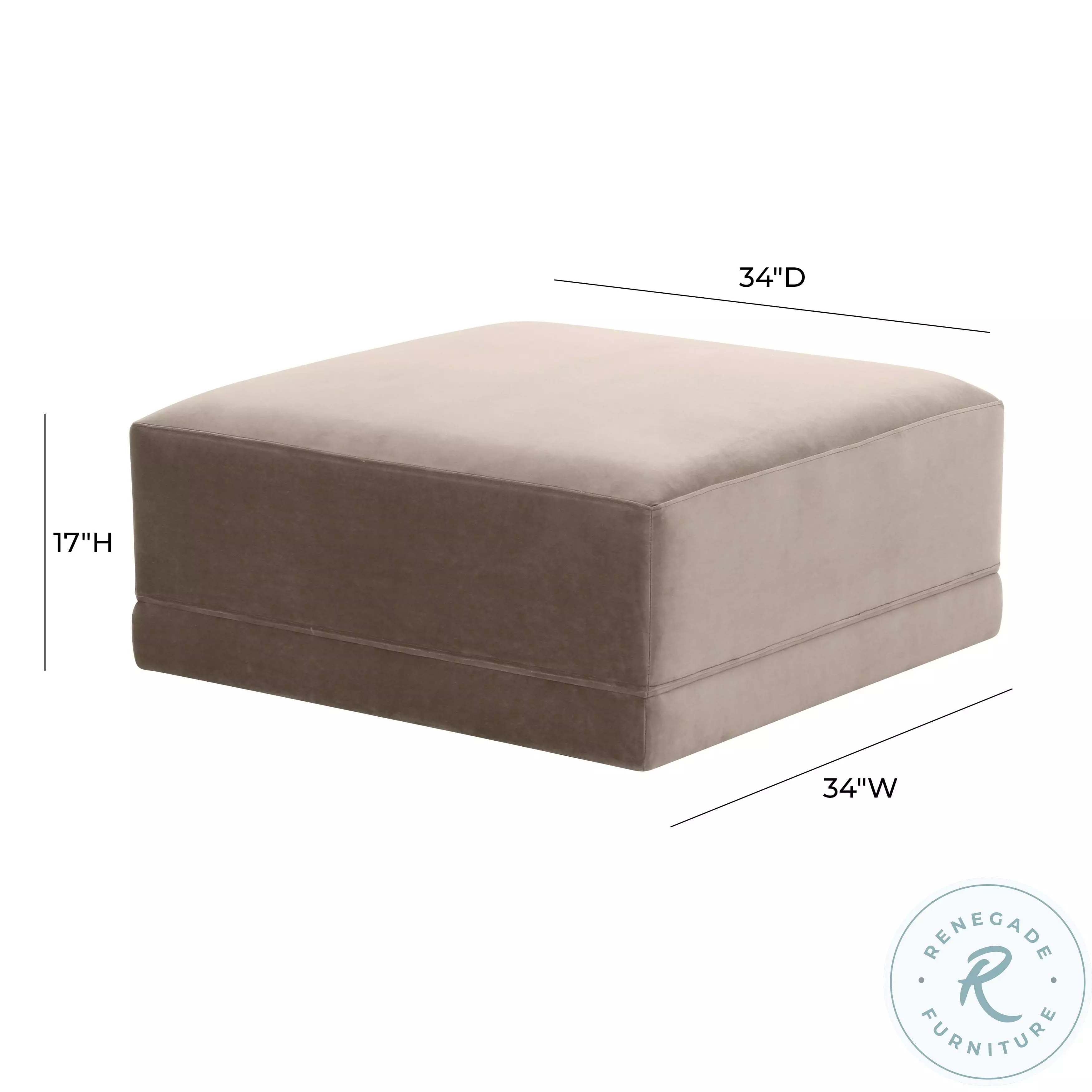 Willow Taupe Velvet Ottoman