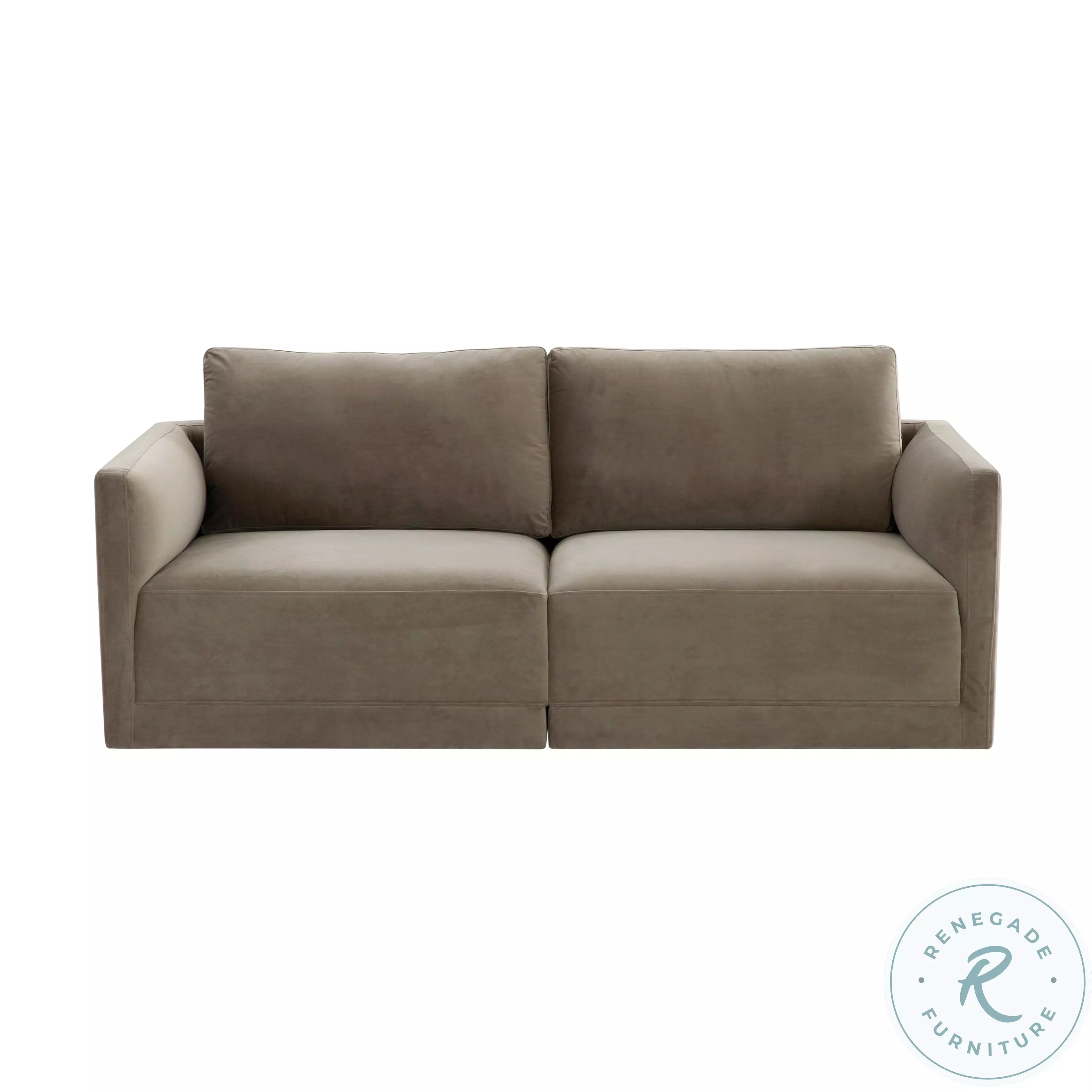 Willow Taupe Velvet Modular Loveseat From No | Coleman Furniture