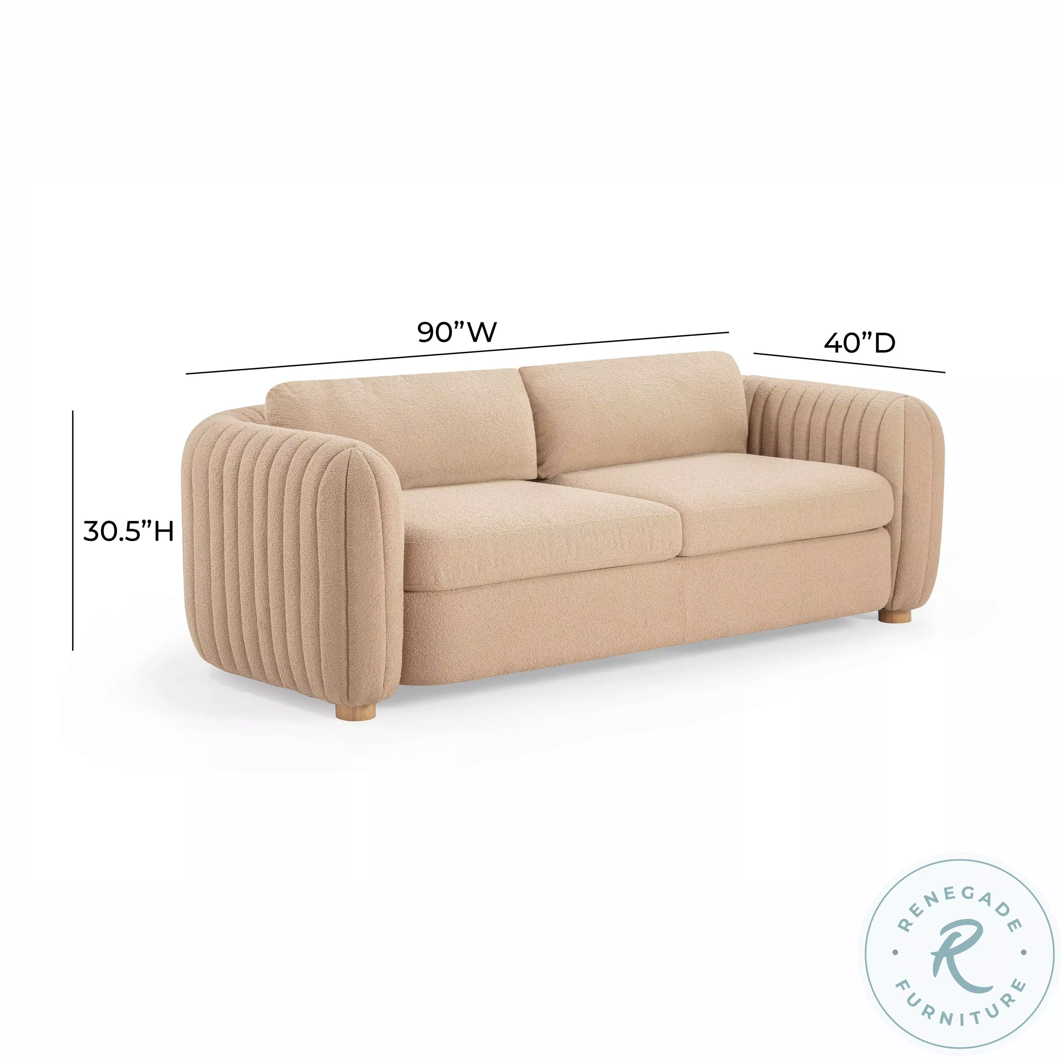 Porto Honey Boucle 90" Sofa 
