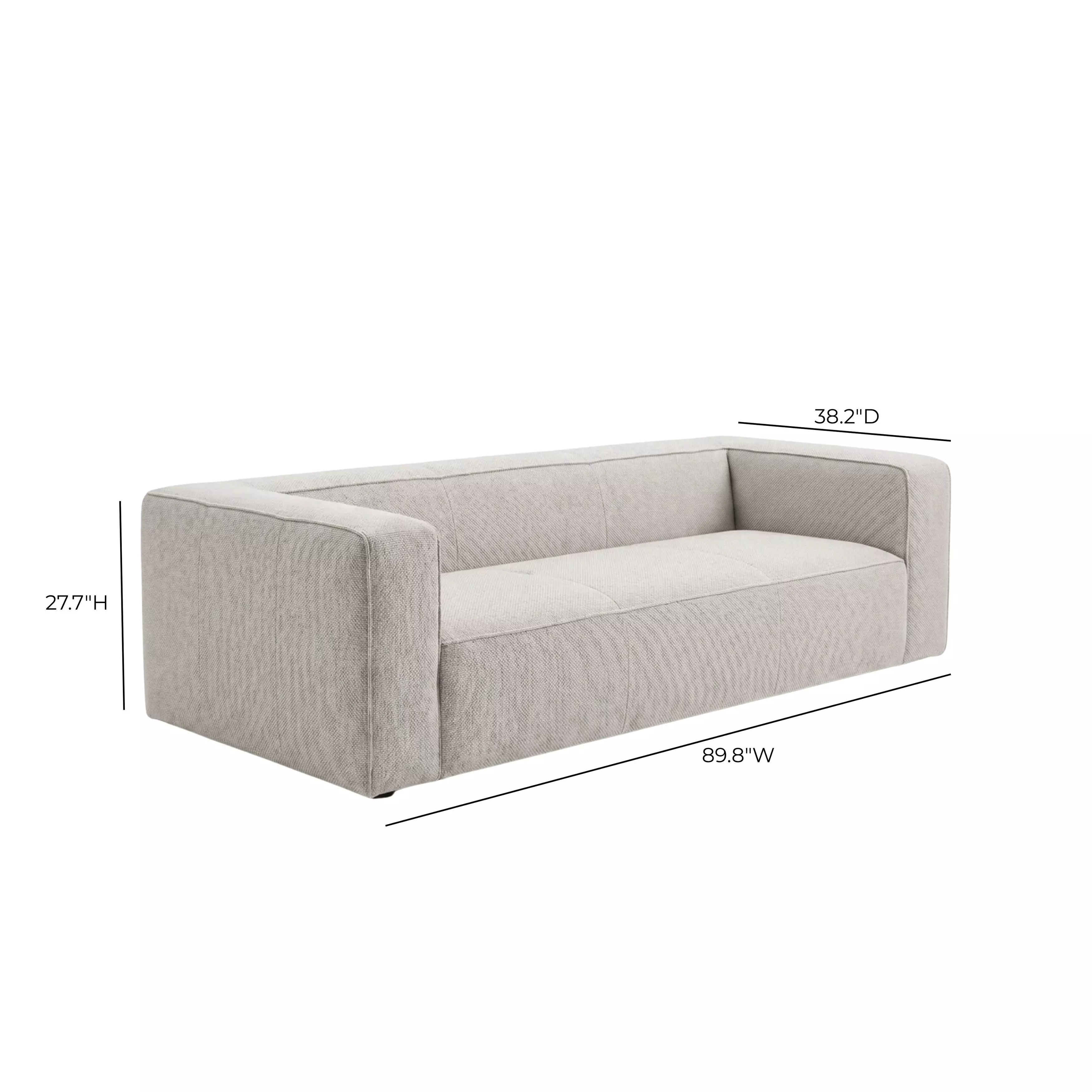 Aurora Pebble Beige Heavy Basketweave 90" Sofa