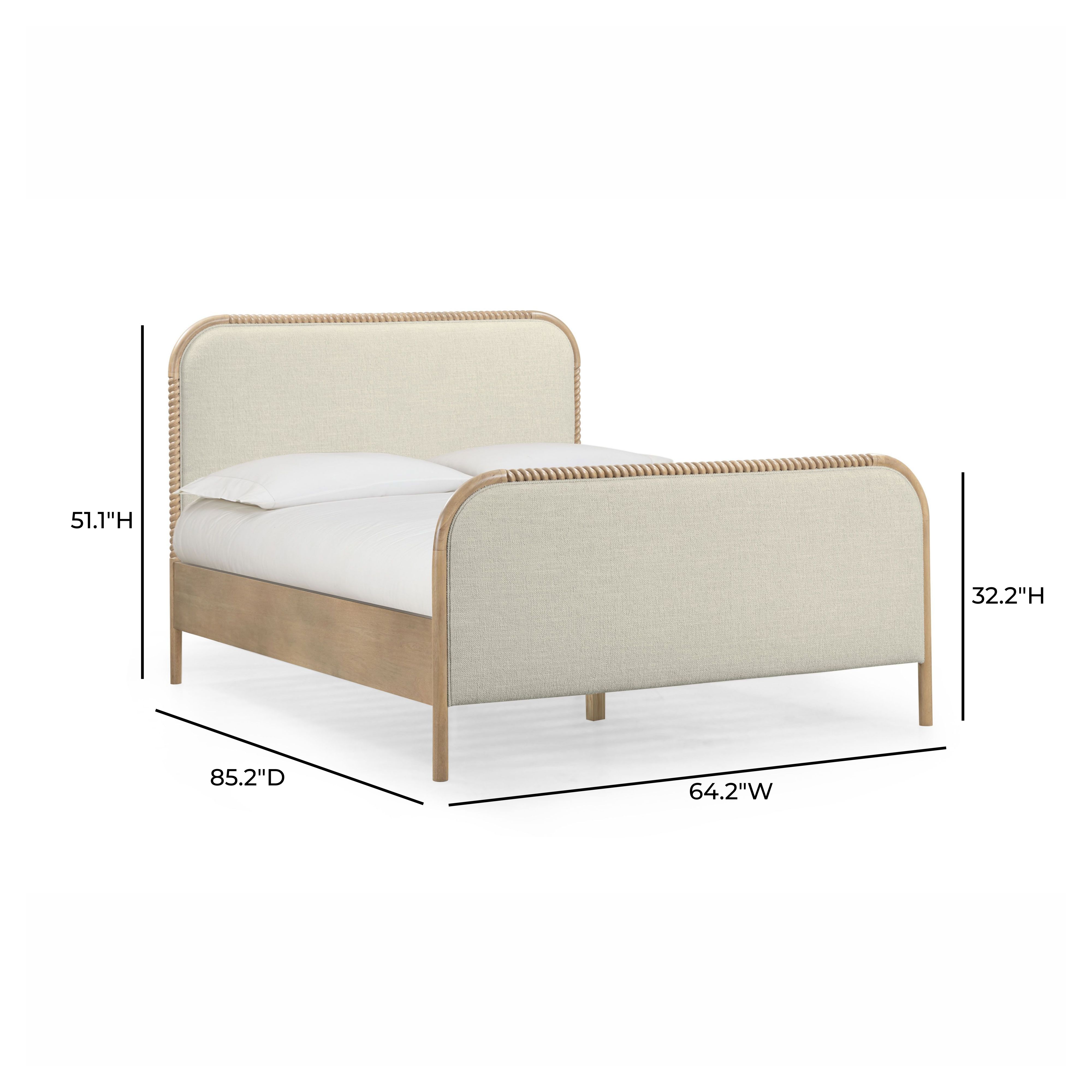 Hatia Natural Beige Basketweave Queen Panel Bed 