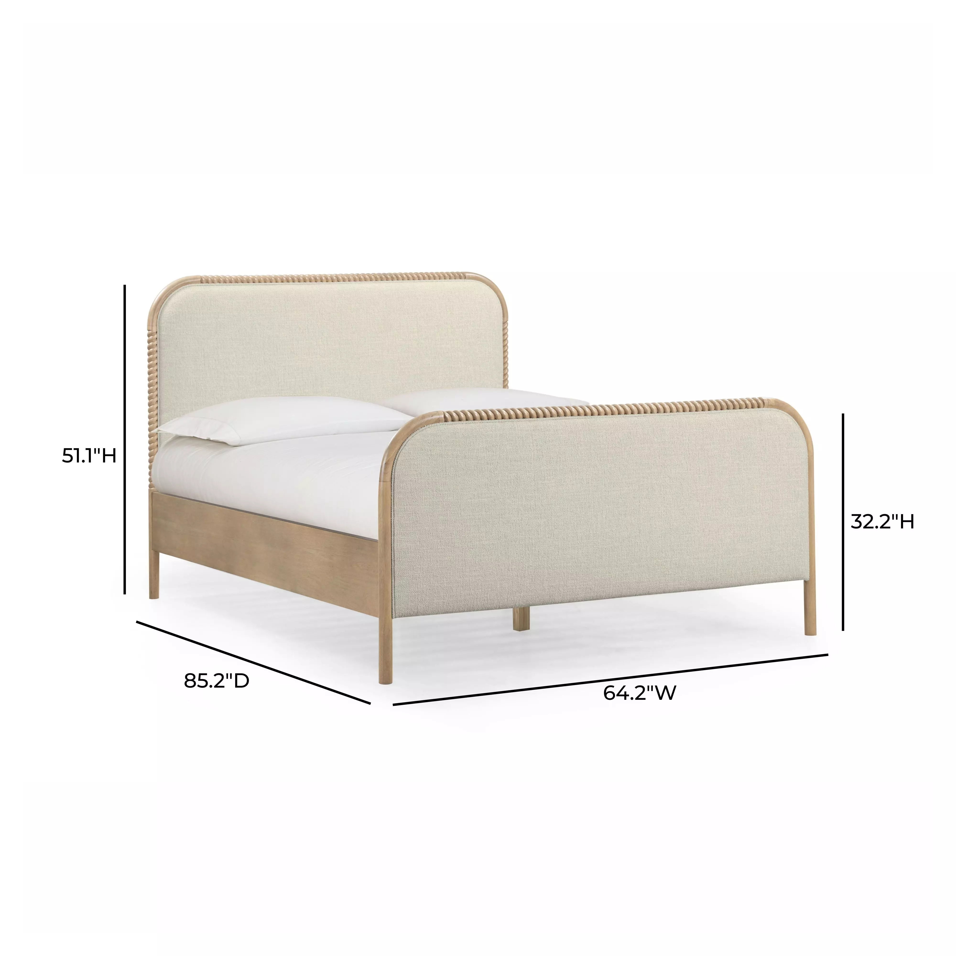 Hatia Natural Beige Basketweave Queen Panel Bed 