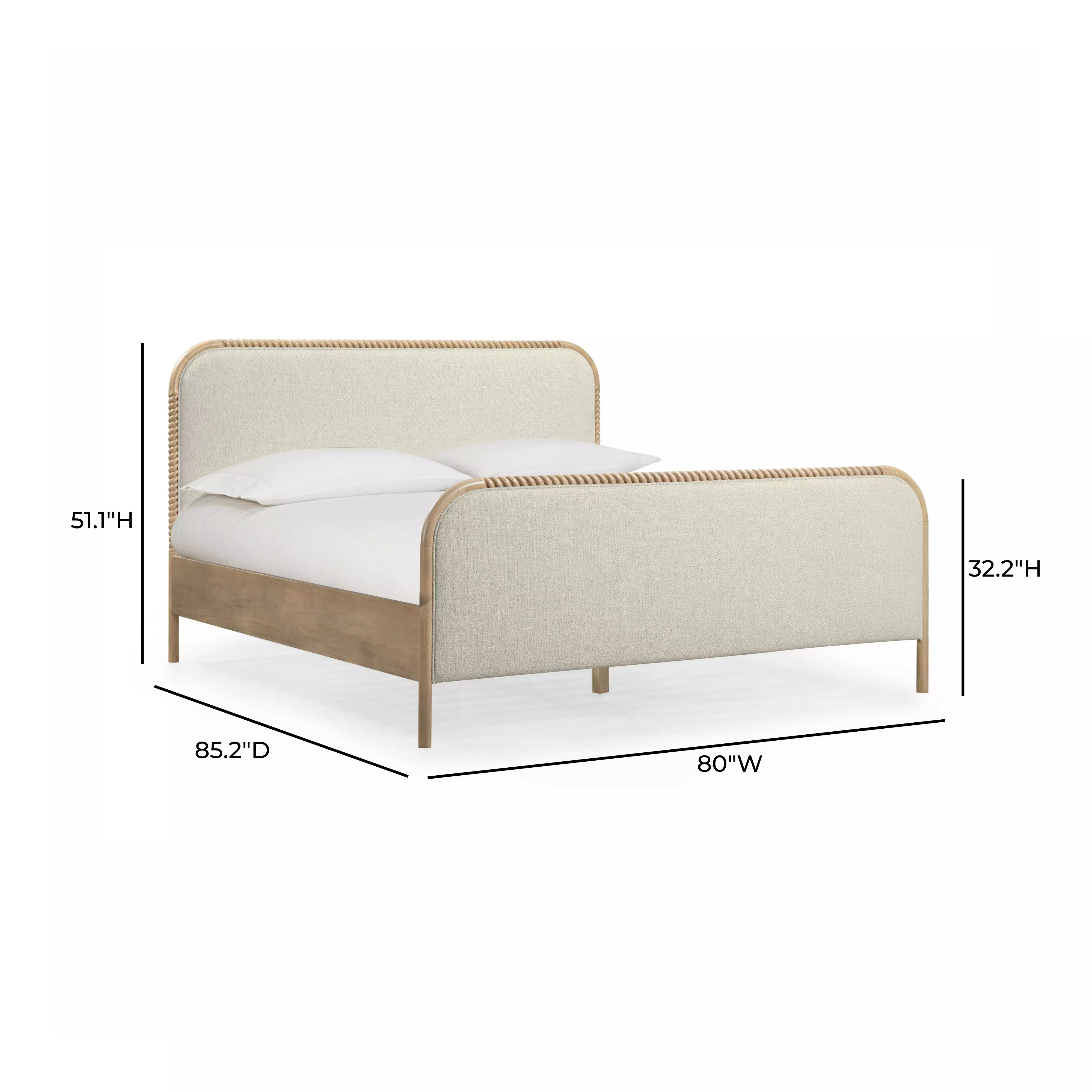 Hatia Natural Beige Basketweave King Panel Bed 