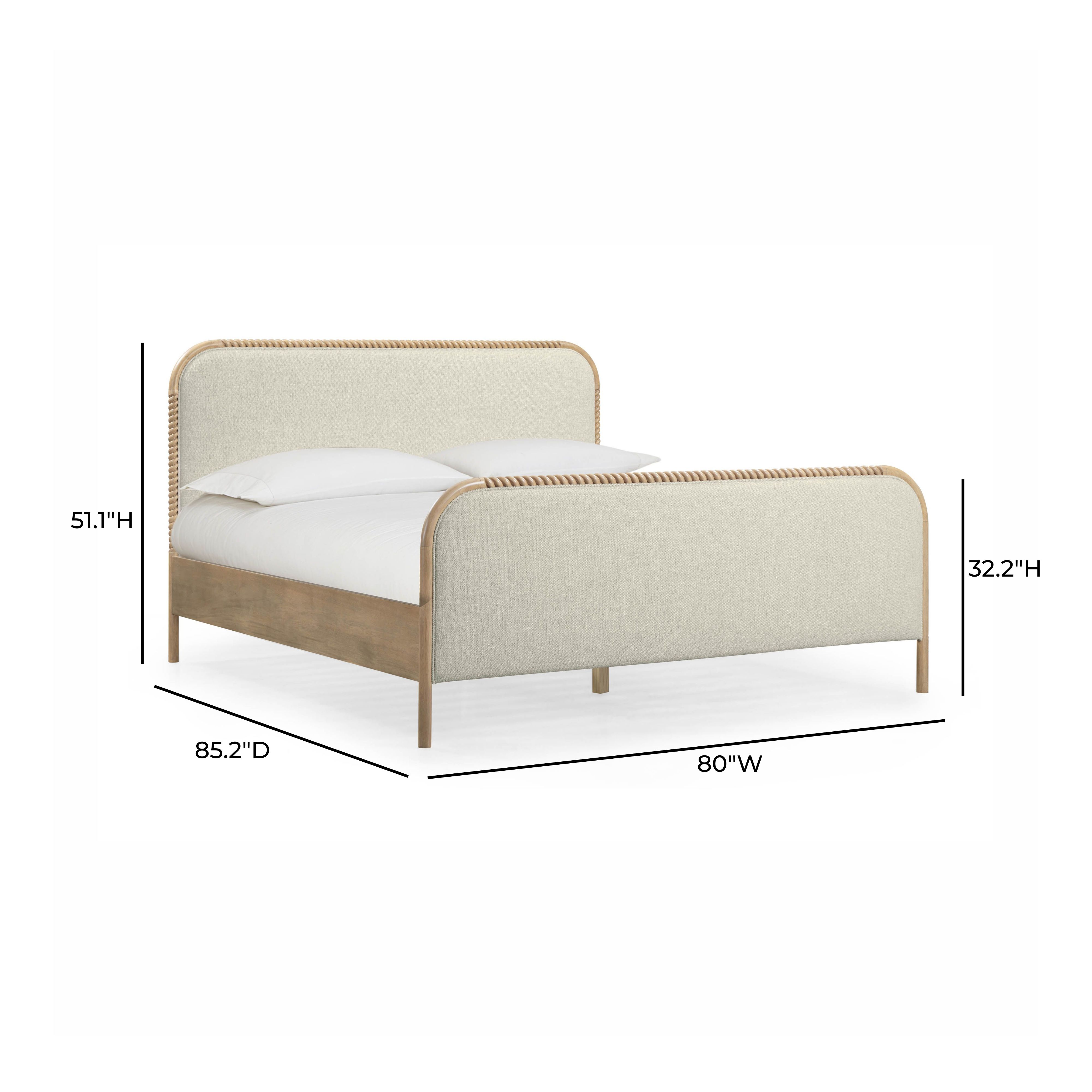 Hatia Natural Beige Basketweave King Panel Bed 
