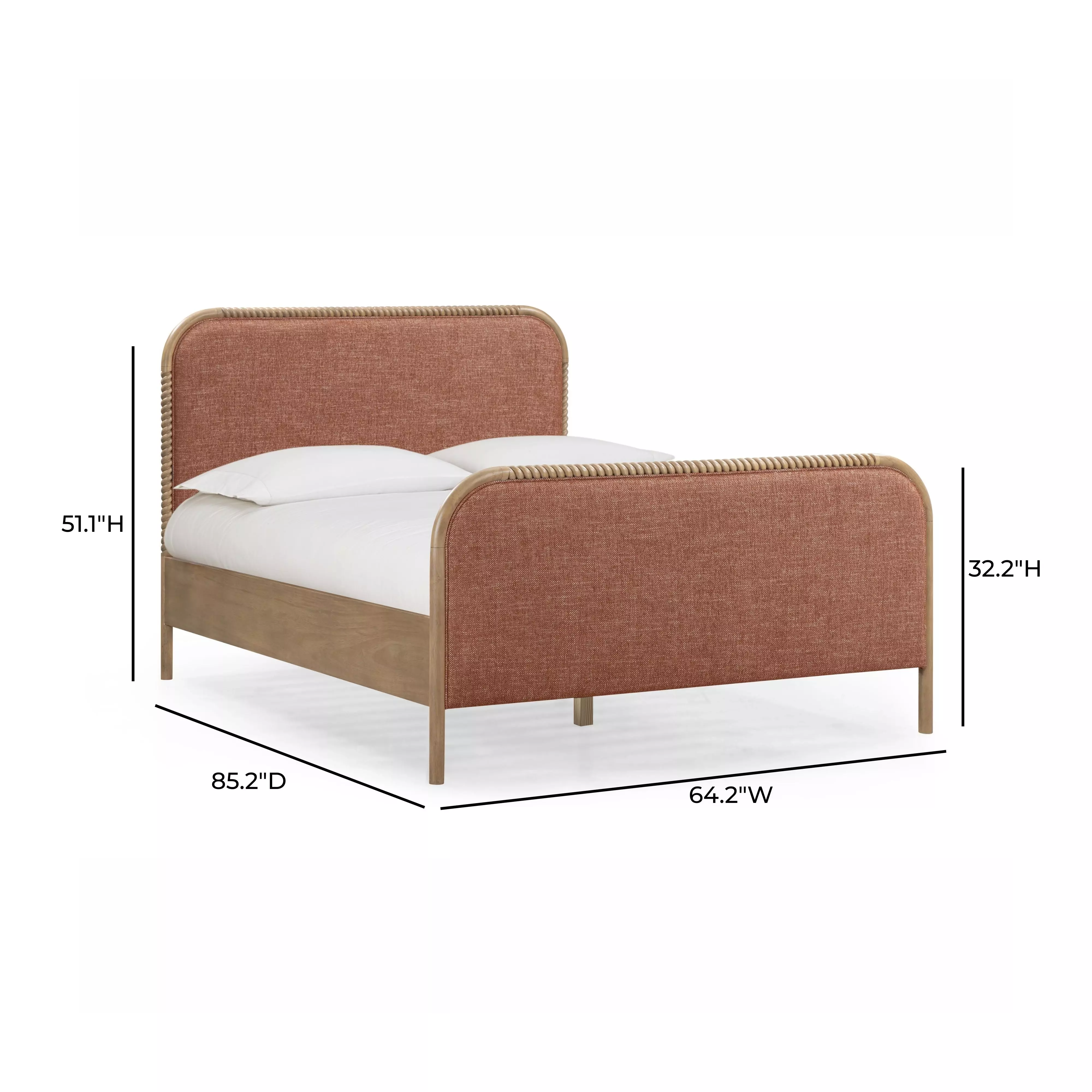 Hatia Sienna Red Basketweave Queen Panel Bed
