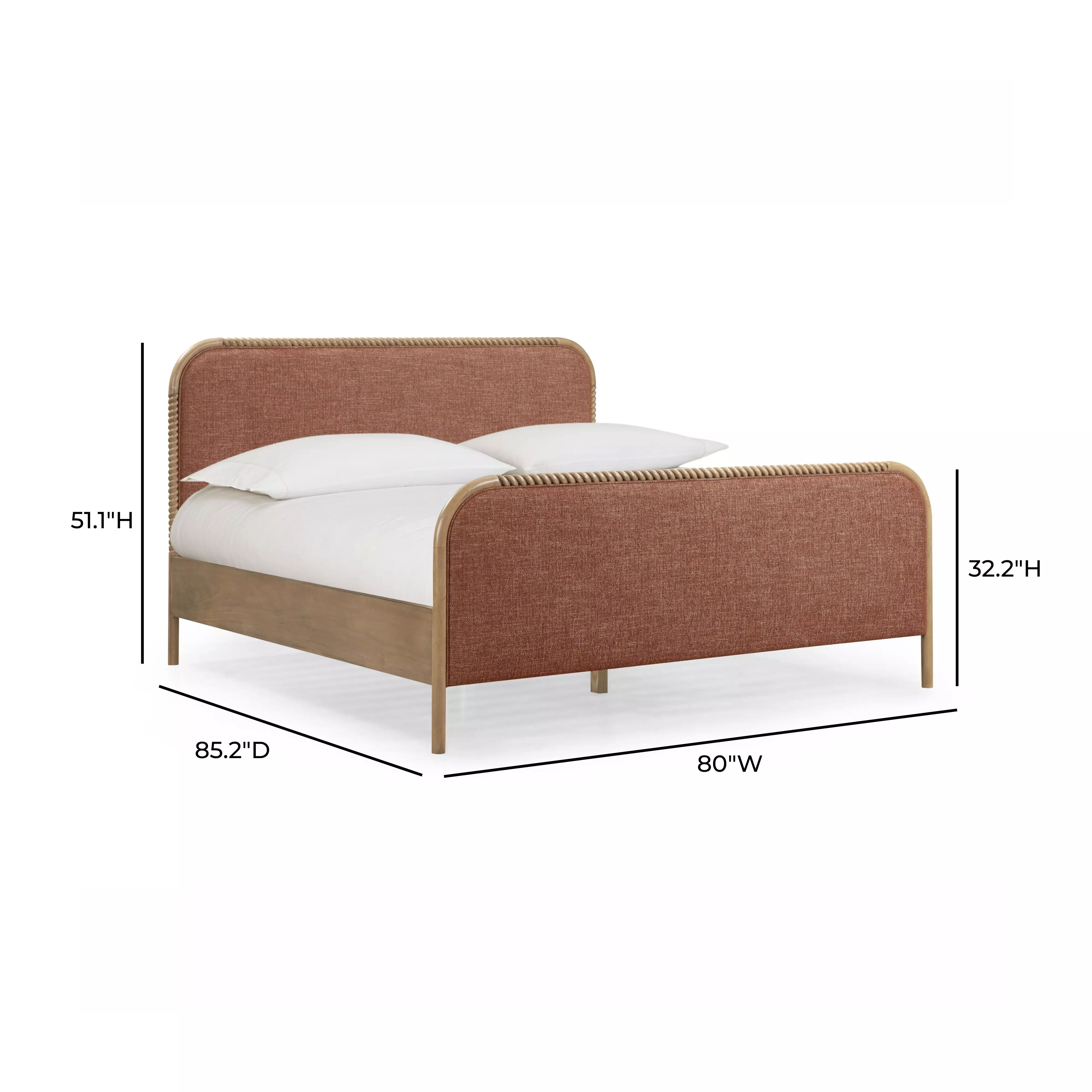 Hatia Sienna Red Basketweave King Panel Bed
