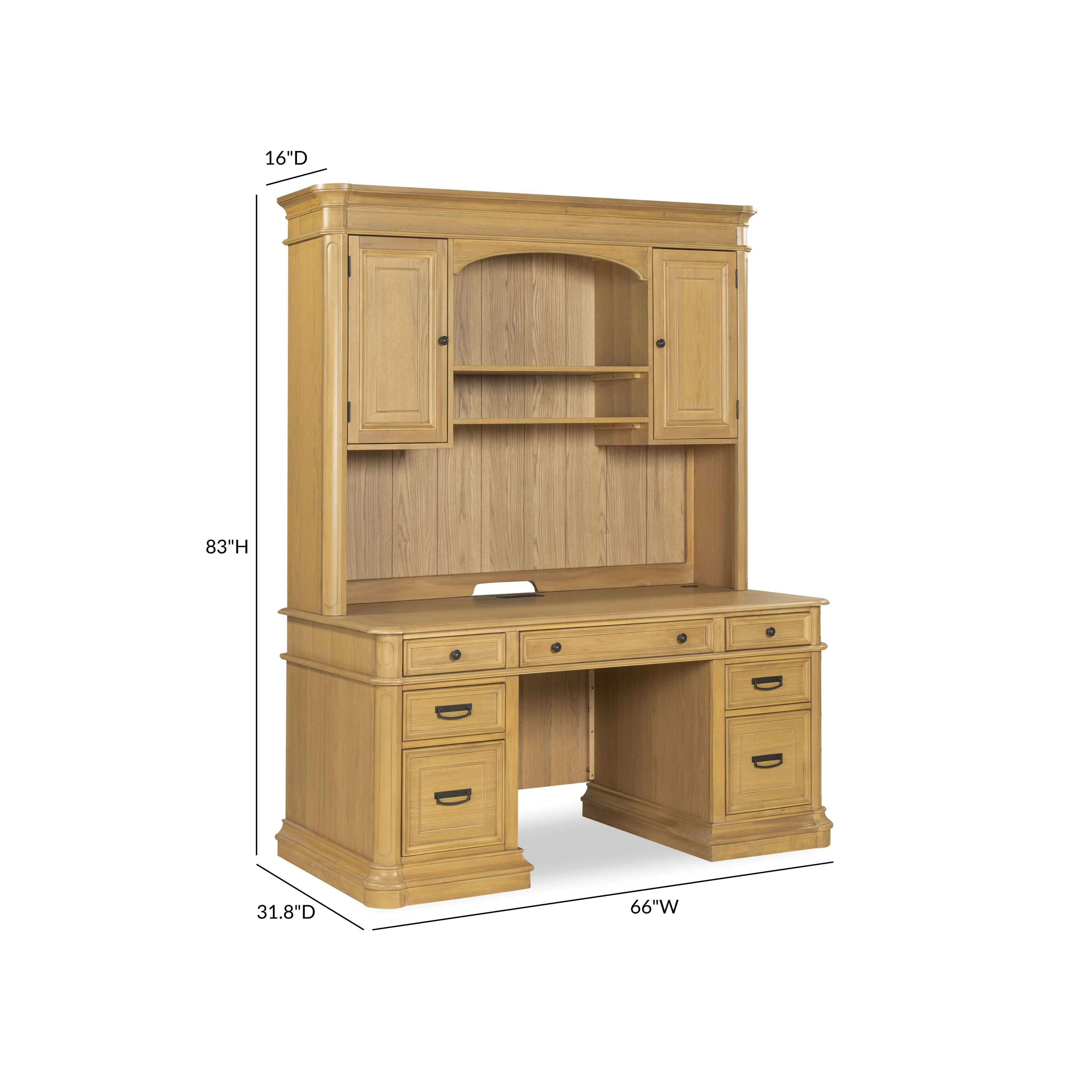 Winchester Natural Oak Credenza with Hutch