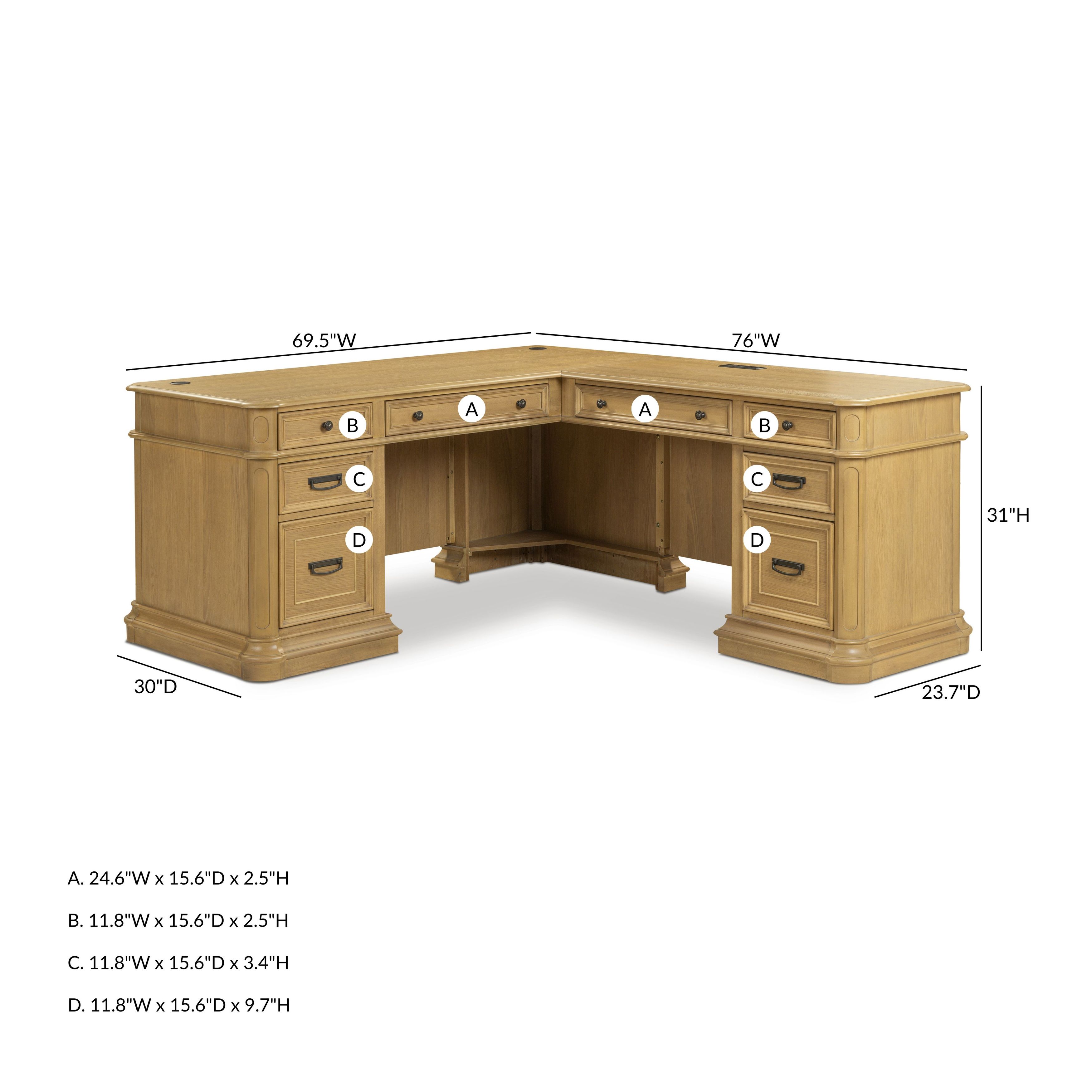 Winchester Natural Oak L-Shaped Desk