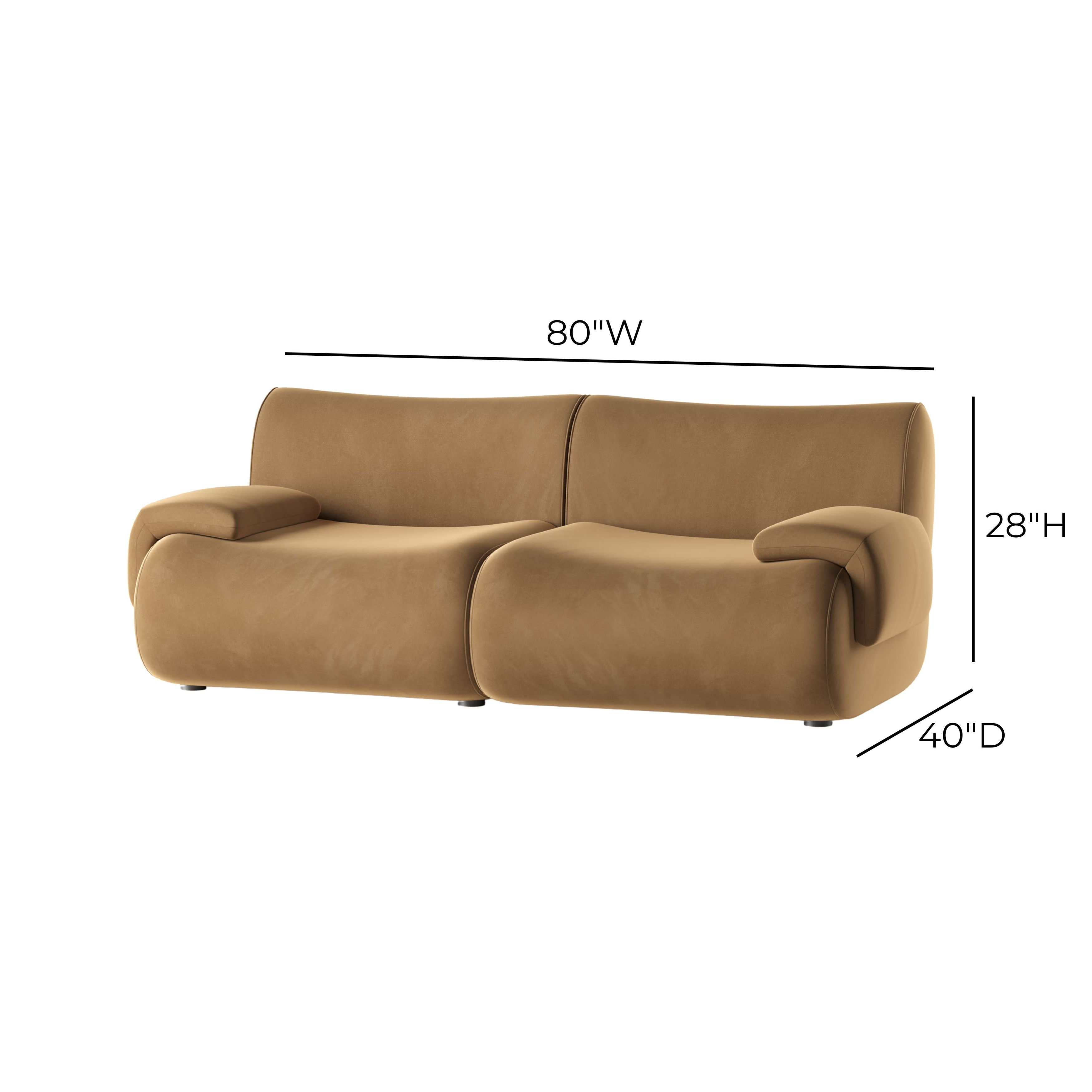 Zenith Latte Brown Velvet Modular 80" Loveseat