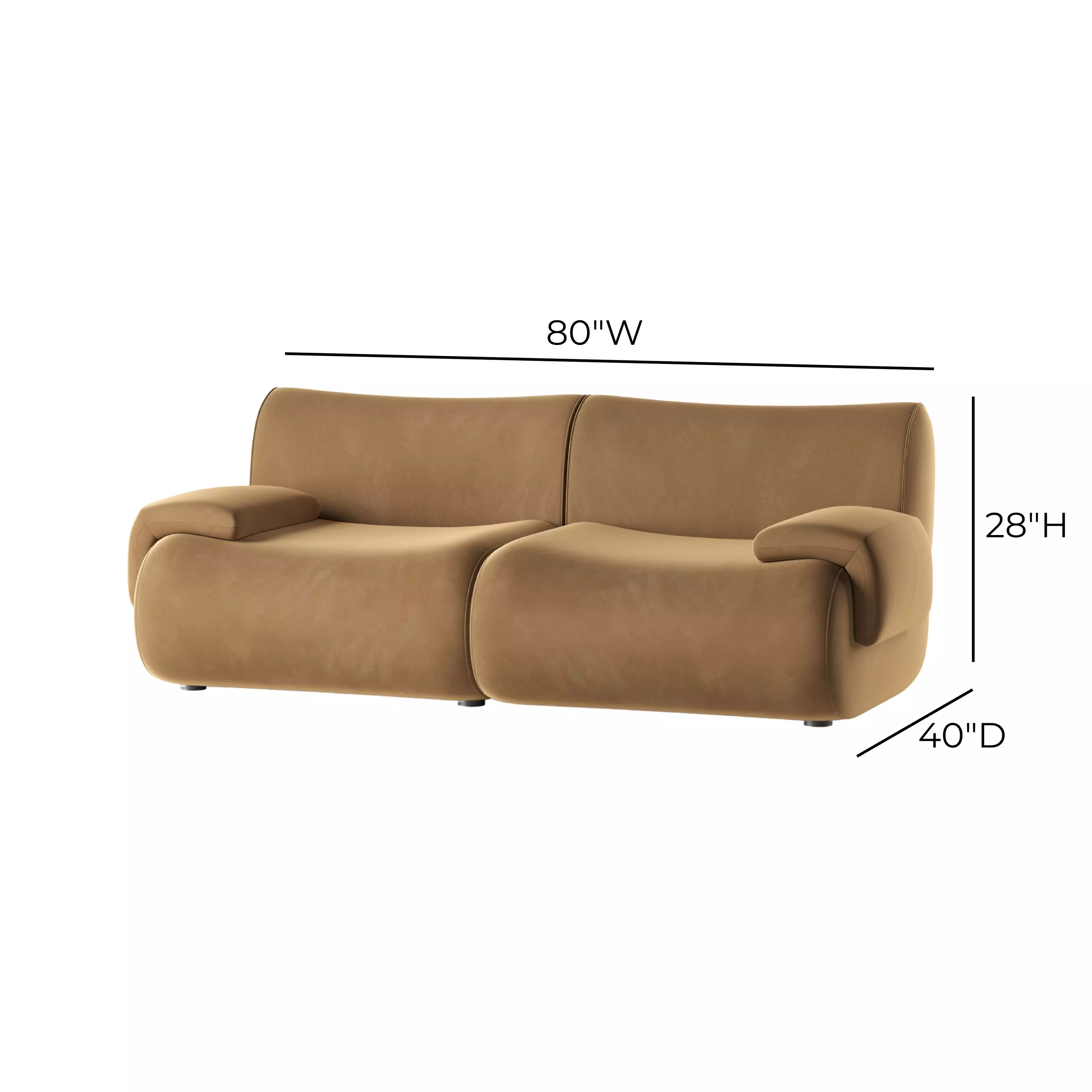 Zenith Latte Brown Velvet Modular 80" Loveseat