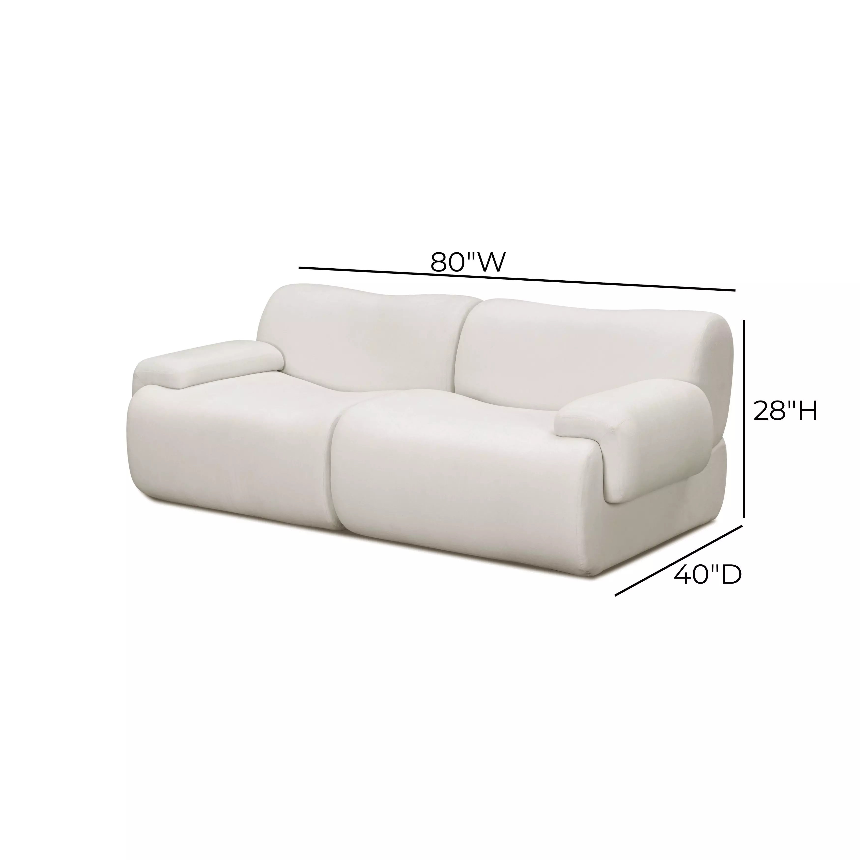 Zenith Cream Upcycled Fabric Modular 80" Loveseat