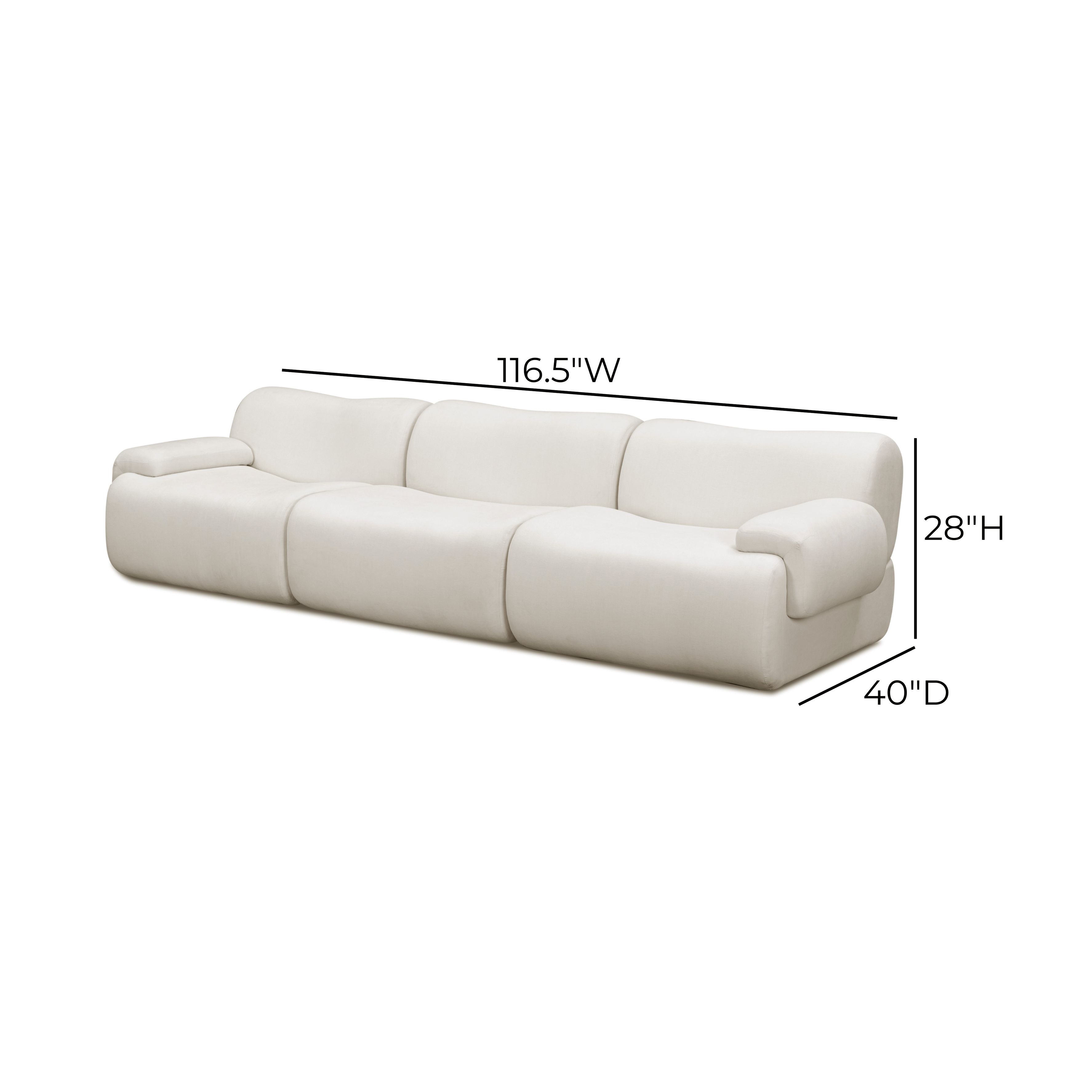 Zenith Cream Upcycled Fabric Modular 117" Sofa