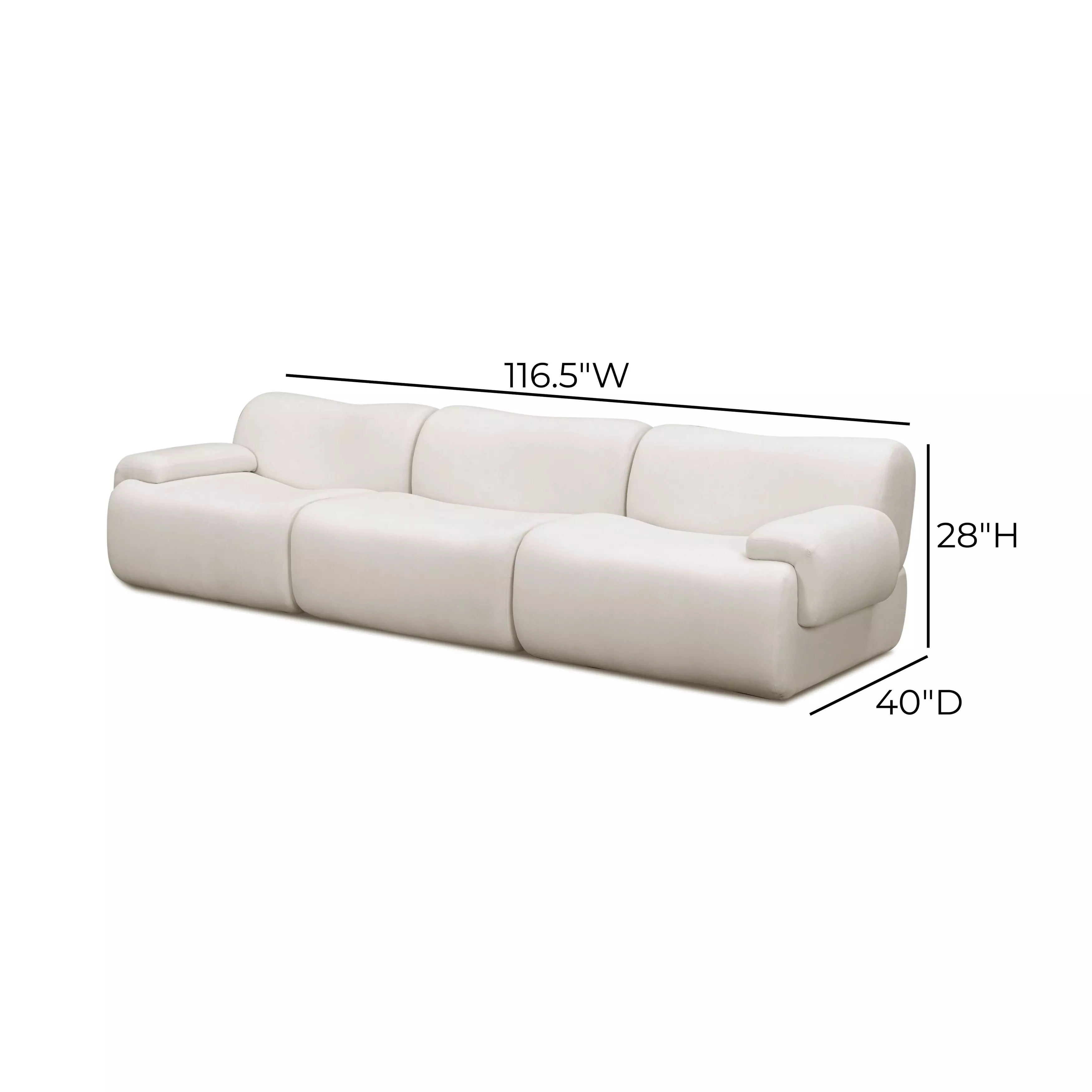 Zenith Cream Upcycled Fabric Modular 117" Sofa