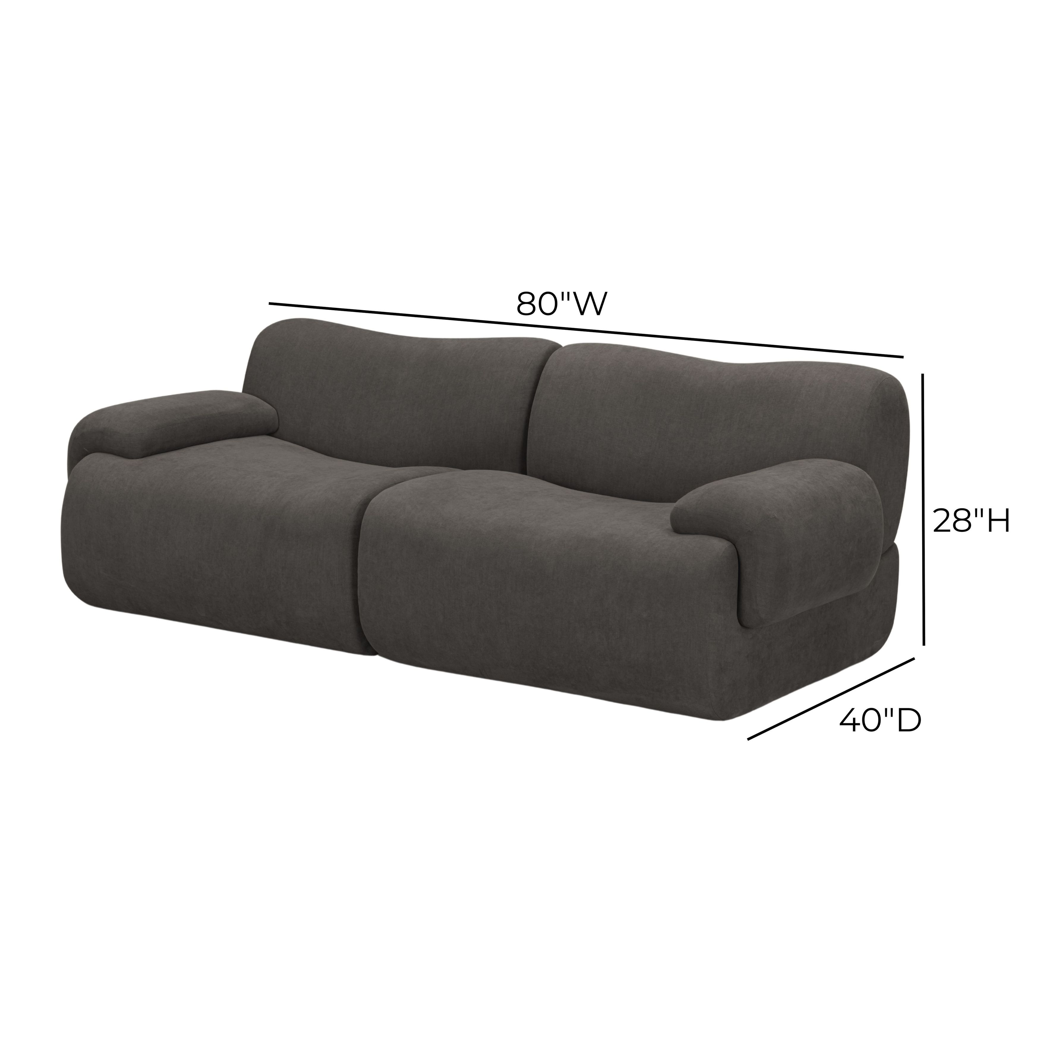 Zenith Charcoal Gray Upcycled Fabric Modular 80" Loveseat