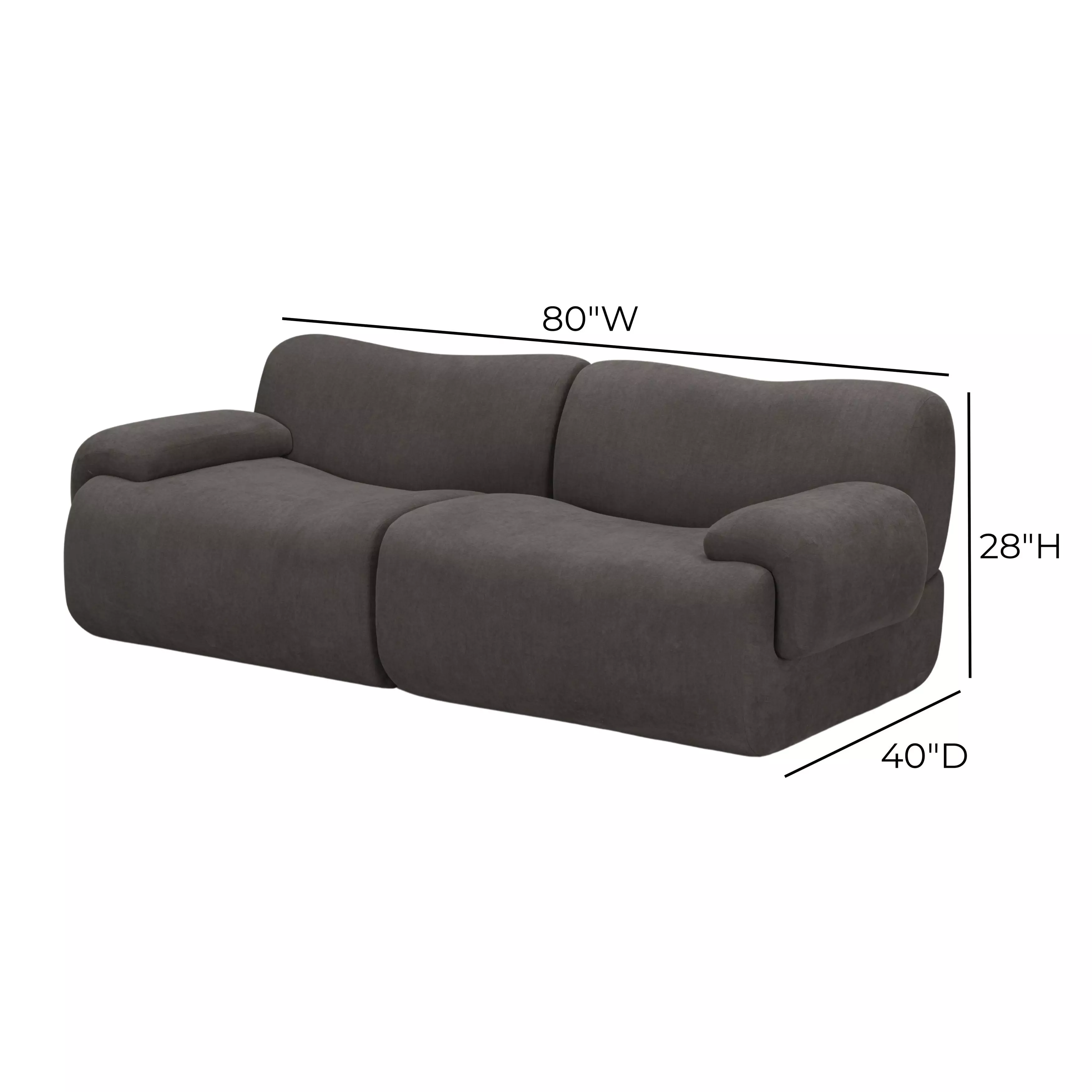 Zenith Charcoal Gray Upcycled Fabric Modular 80" Loveseat