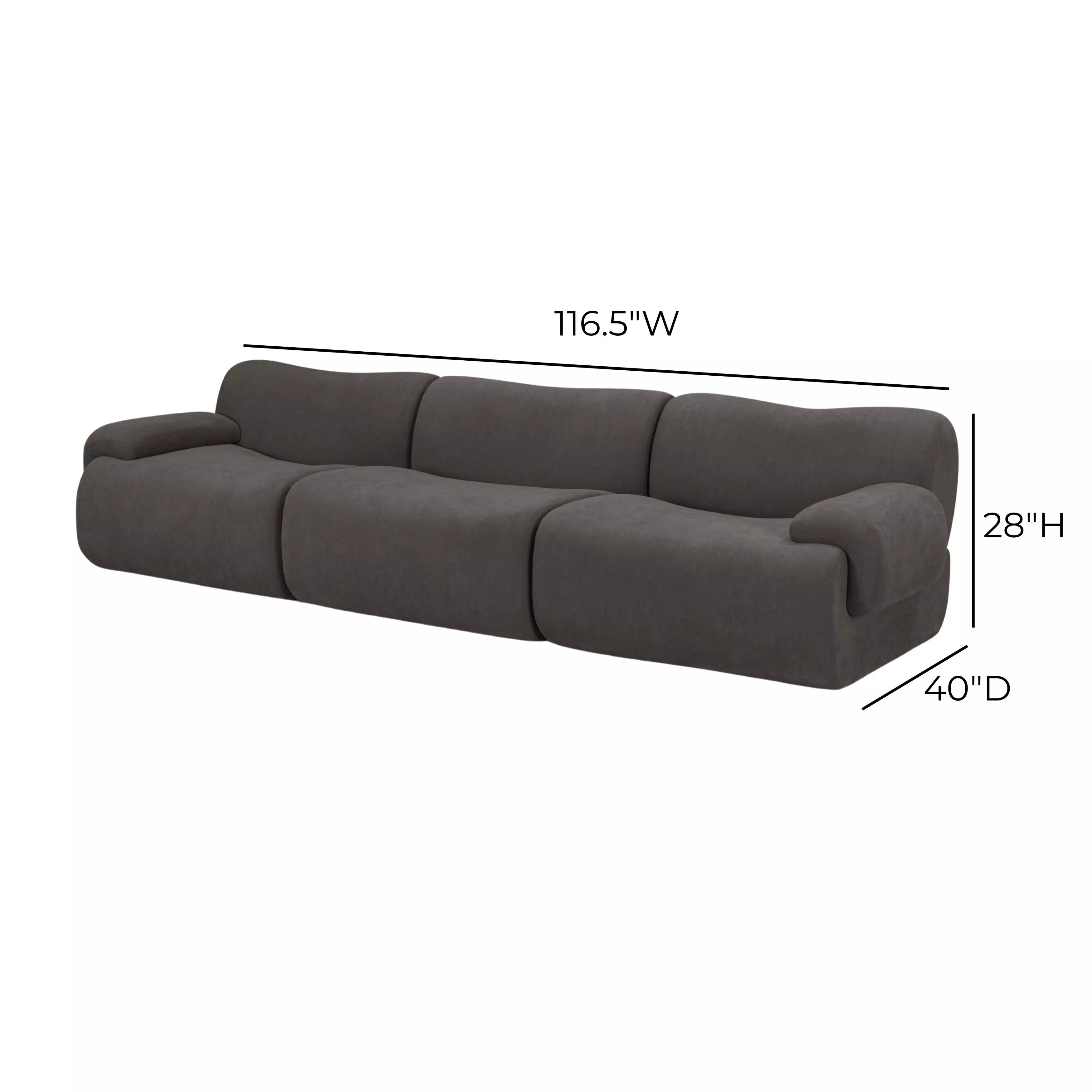 Zenith Charcoal Gray Upcycled Fabric Modular 117" Sofa